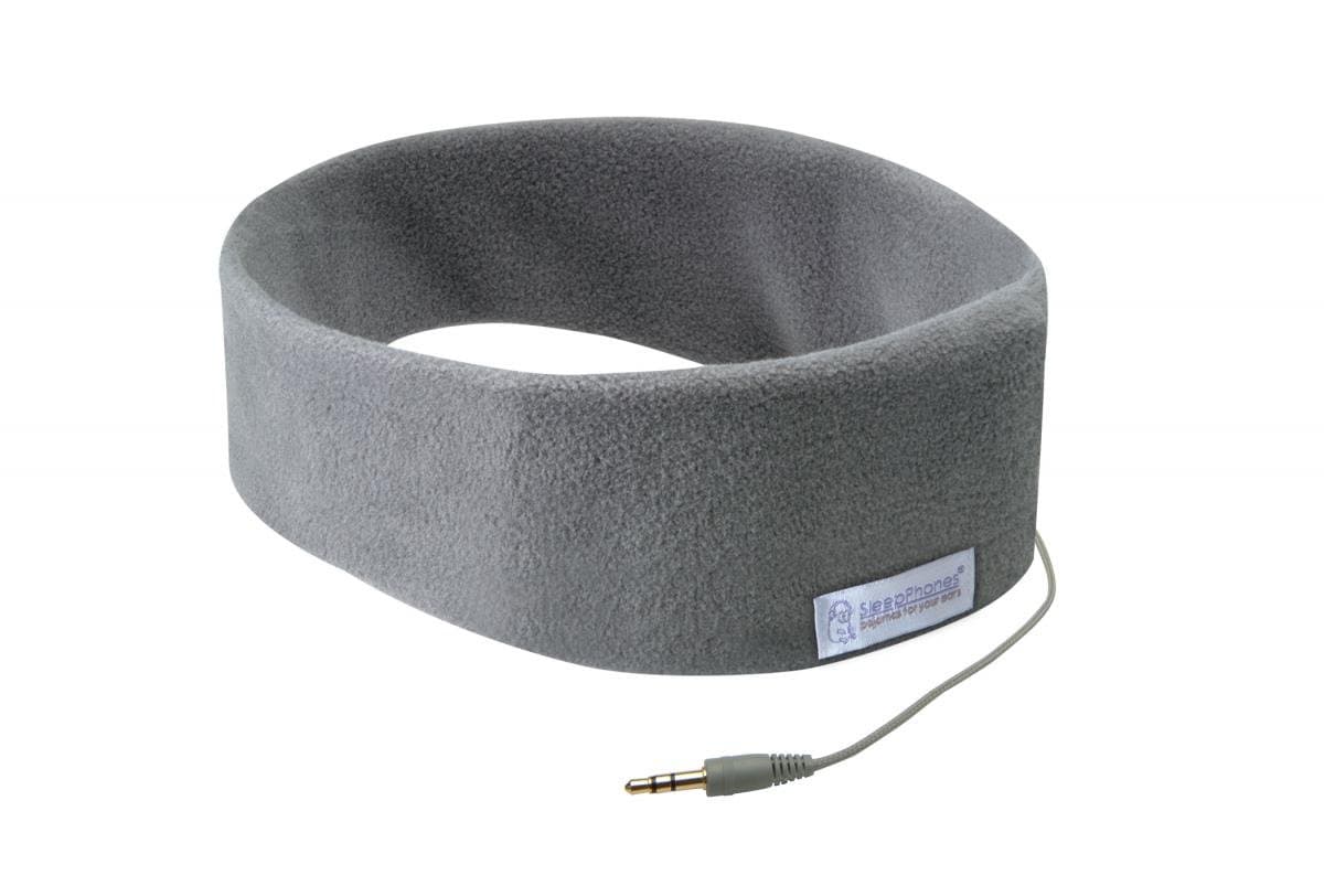 AcousticSheep SleepPhones Classic | Corded Headphones for Sleep, Travel, and More | The Original and Most Comfortable Headphones for Sleeping | Soft Gray - Fleece Fabric (Size M)