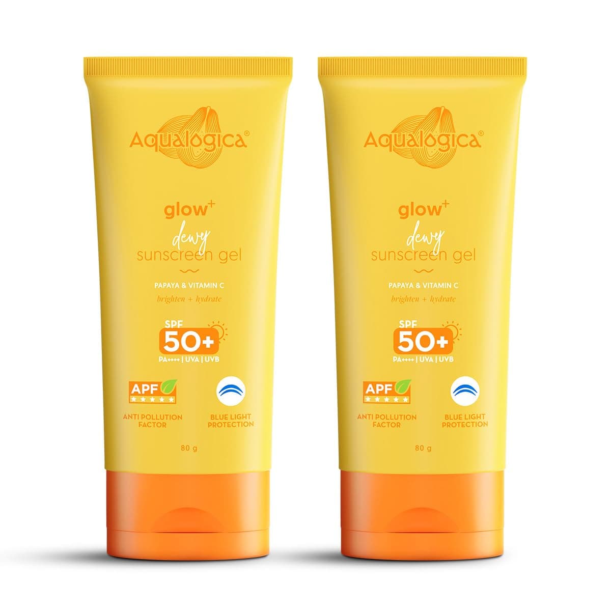 Glow+ Dewy Lightweight & Hydrating All Skin Type Sunscreen With Spf 50+ & Pa++++ For Uva/B & Blue Light Protection & No White Cast - 80G Pack Of 2