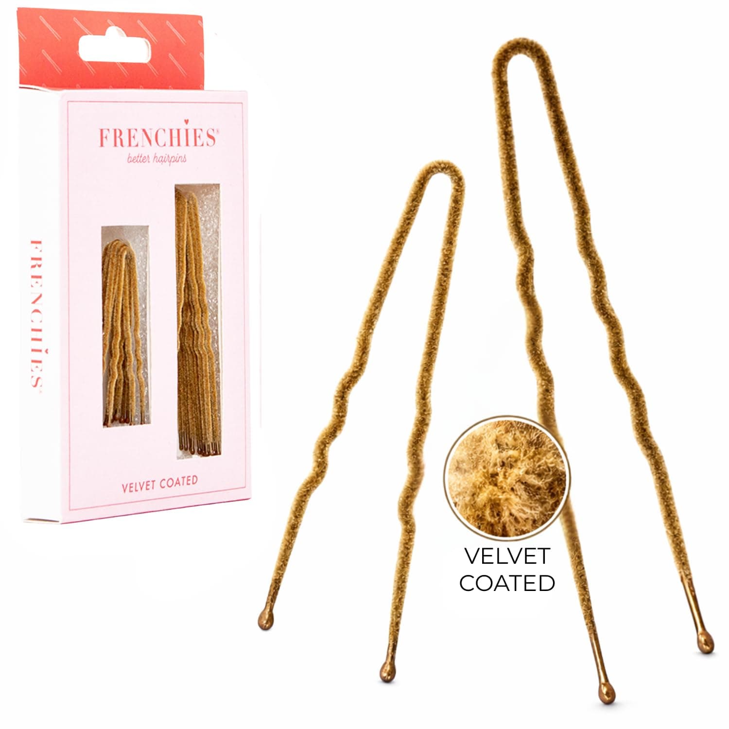 Frenchies Velvet Coated French Hair Pin, Non Slip Bobby Pins for Women, Premium French Hair Pins for Buns, Updos, Weddings, Extensions and Wigs, 20 Count, Blond