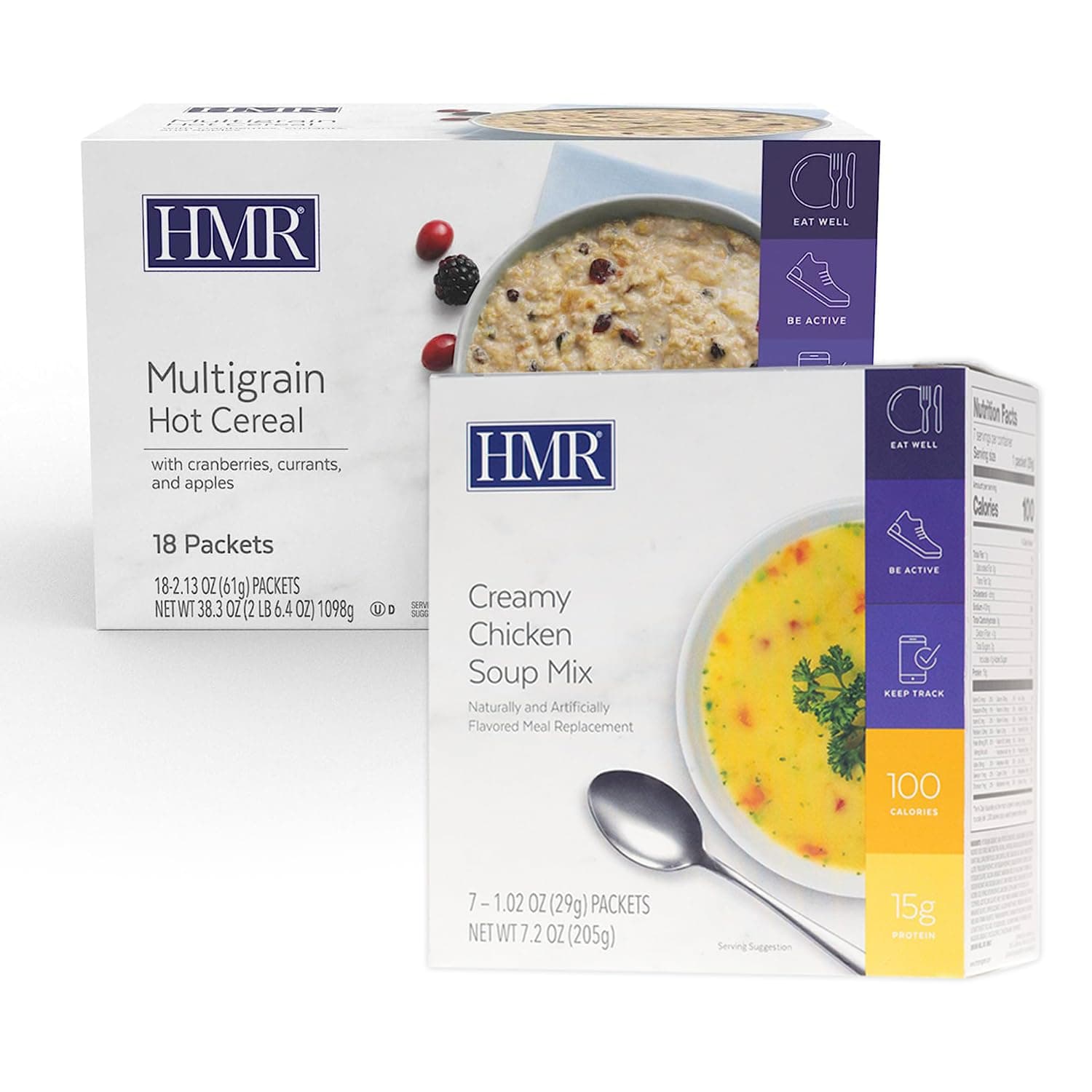HMRSavory Combo Pack- HMR Creamy Chicken Soup and HMR Multigrain Hot Cereal, Meal Replacements, 39 Total Single-Serve Packets.