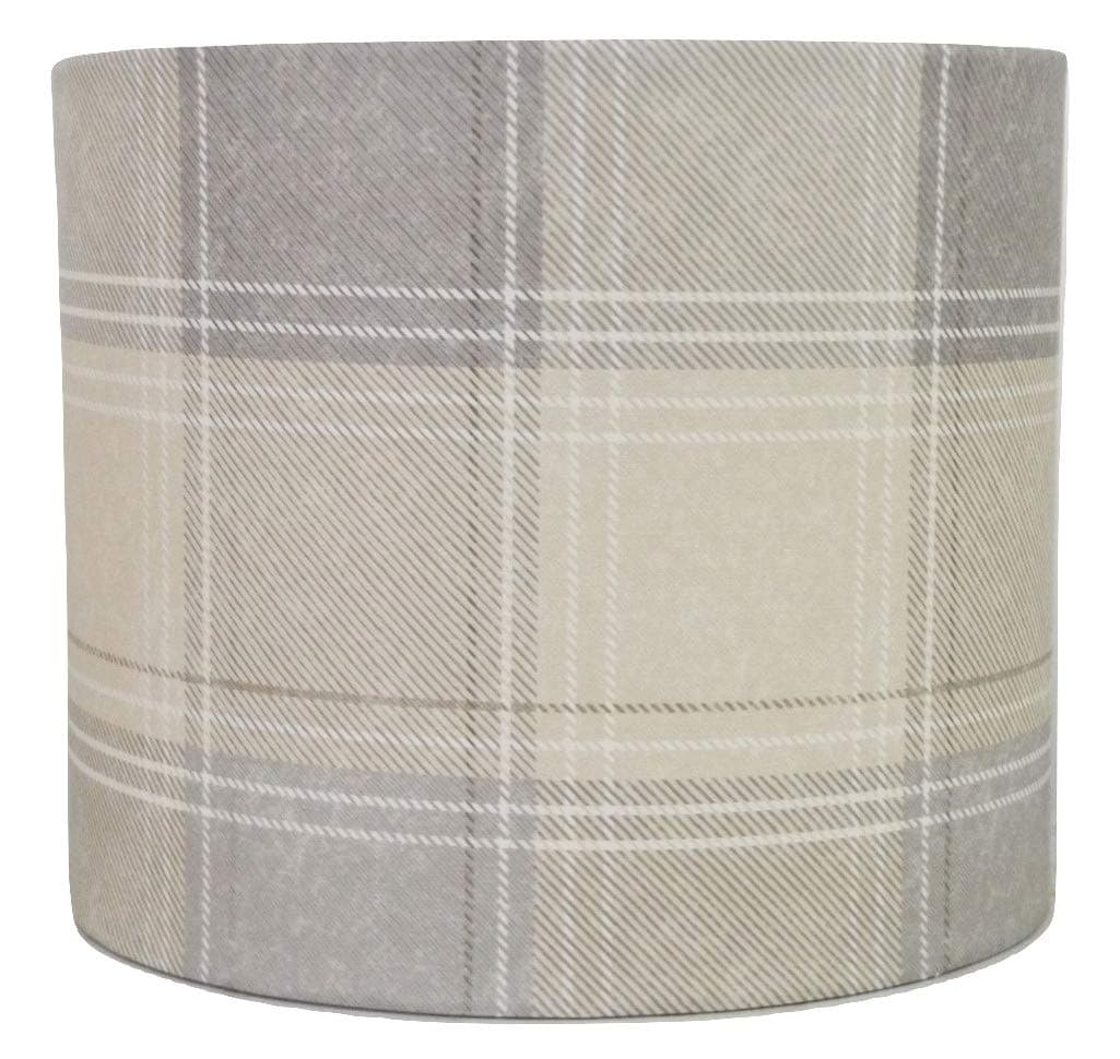 Tartan Lampshade or Ceiling Light Shade Country Check Grey Drum Highland Scottish Themed Bedroom Room Decor Accessories (12")