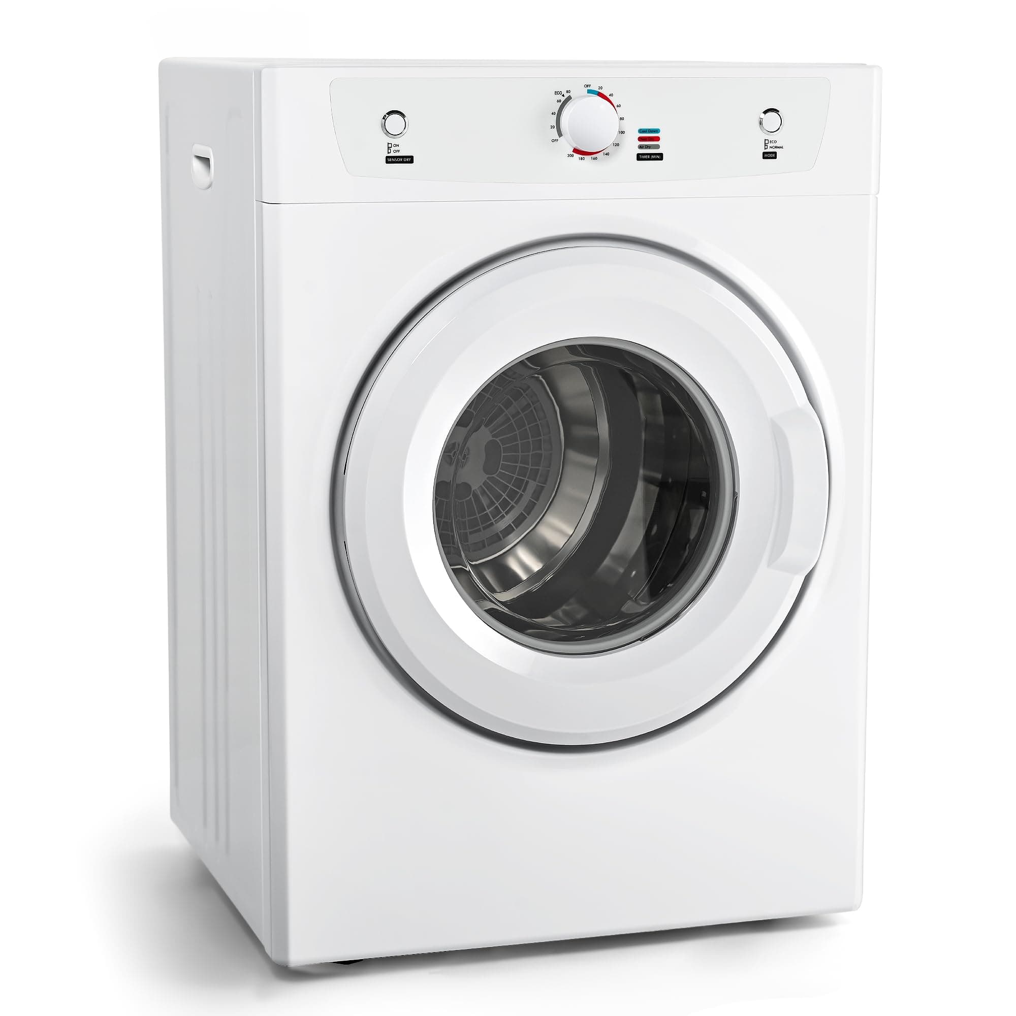 Dryer, 3.5 Cu. Ft. 1500W Clothes Dryer, Stainless Steel Tumble Dryer with Exhaust Hose for Home, Apartment, Dorm, White