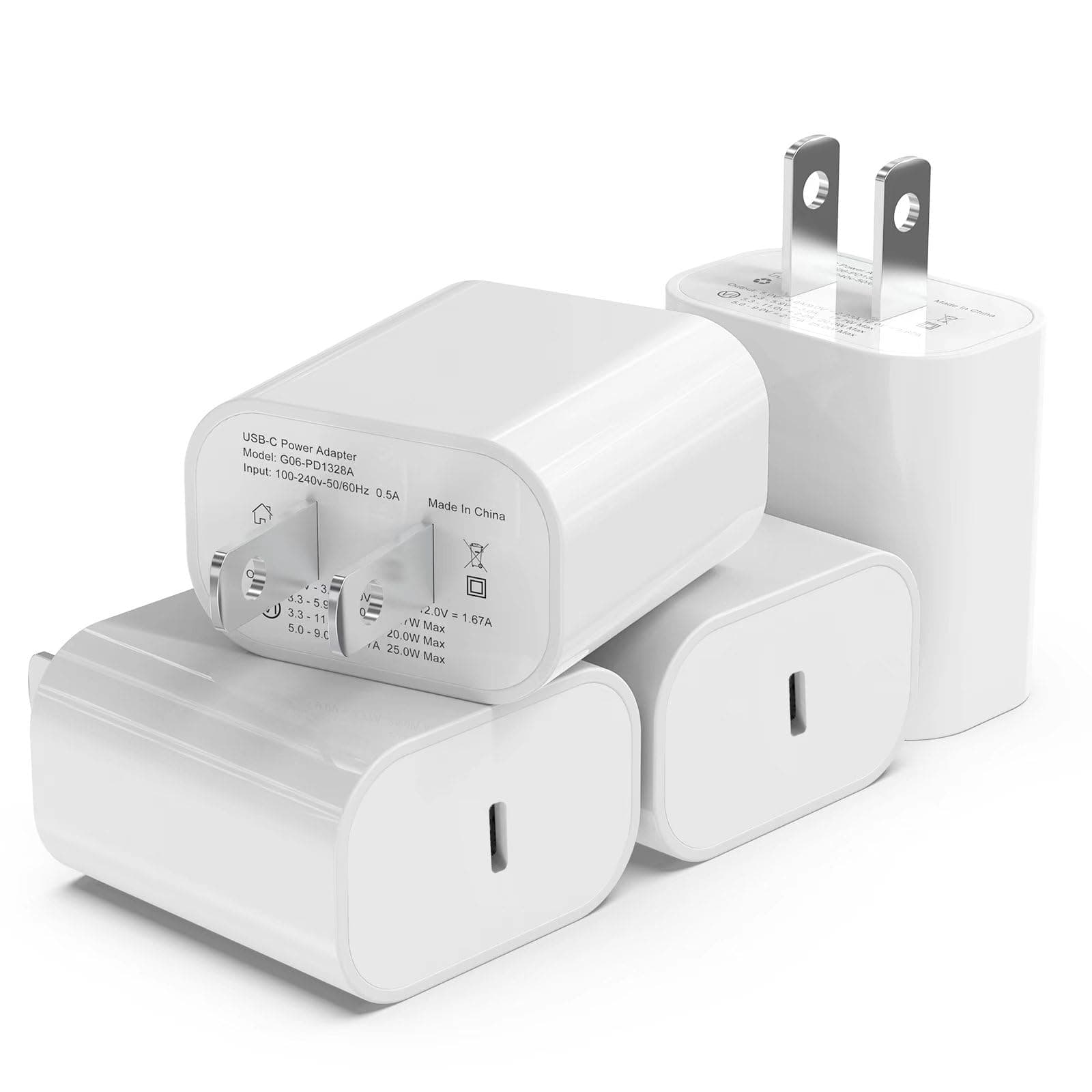 4Pack USB C Charger Block, iGENJUN 20W for Phone Fast Charger Wall Charger with PD 3.0, Compact Type C Power Adapter for Phone 17/16/15/14, Galaxy, Pixel, AirPods Pro (Arctic White)