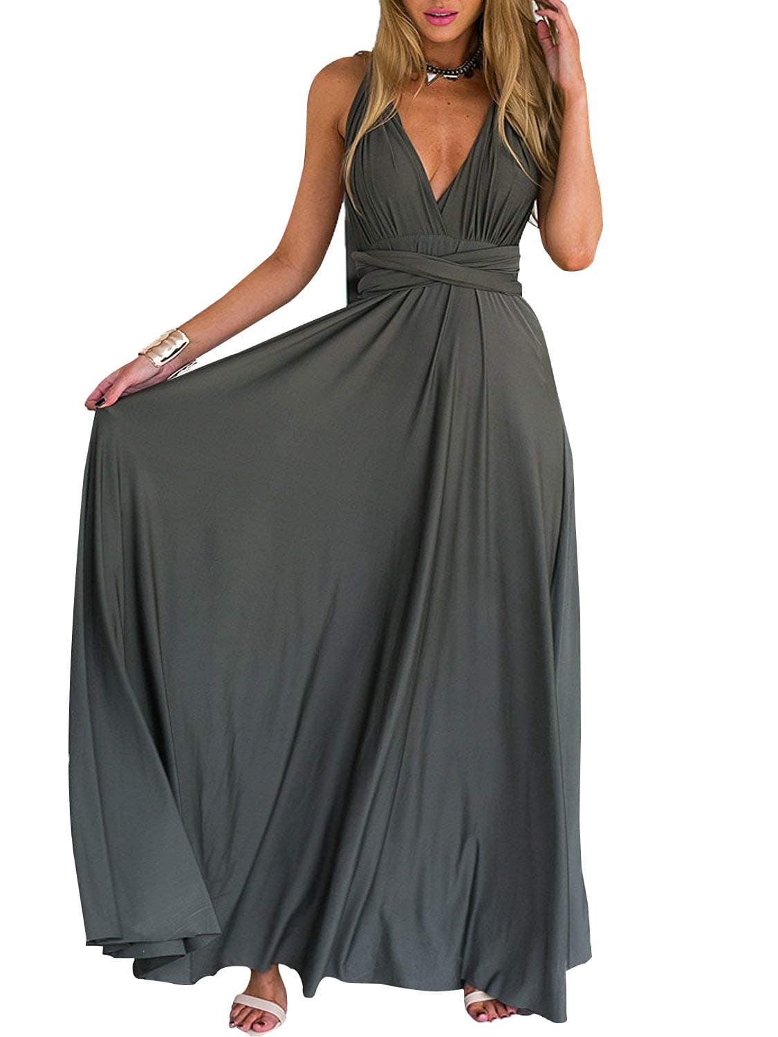 PERSUNWomen's Convertible Multi Way Wrap Maxi Dress Long Party Grecian Dresses