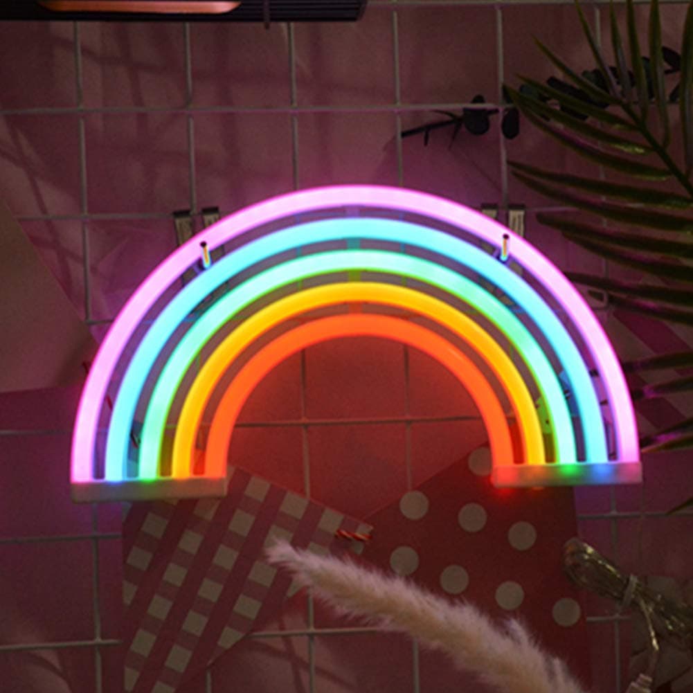 SADA72 Rainbow Neon Signs Lights Rainbow lamp Wall Light Marquee Battery or USB Operated Led Lights for Wall Decor Bedroom(Battery + USB)