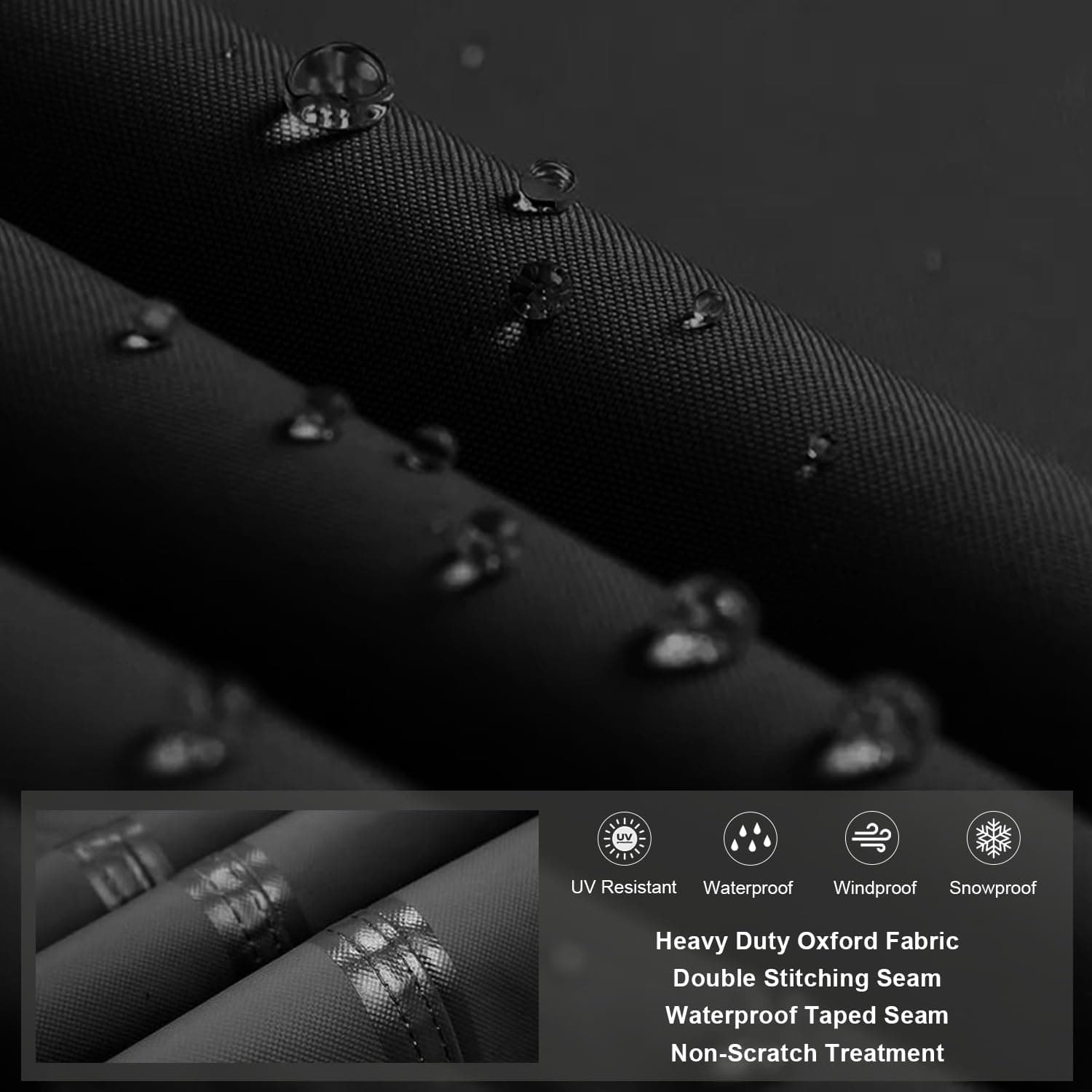 Dokon Garden Furniture Covers with Air Vent, Waterproof, Windproof Anti-UV Heavy Duty Rip Proof 600D Oxford Fabric Large Patio Set Cover, Outdoor Table Cover, Rectangular (300x250x100cm) - Black