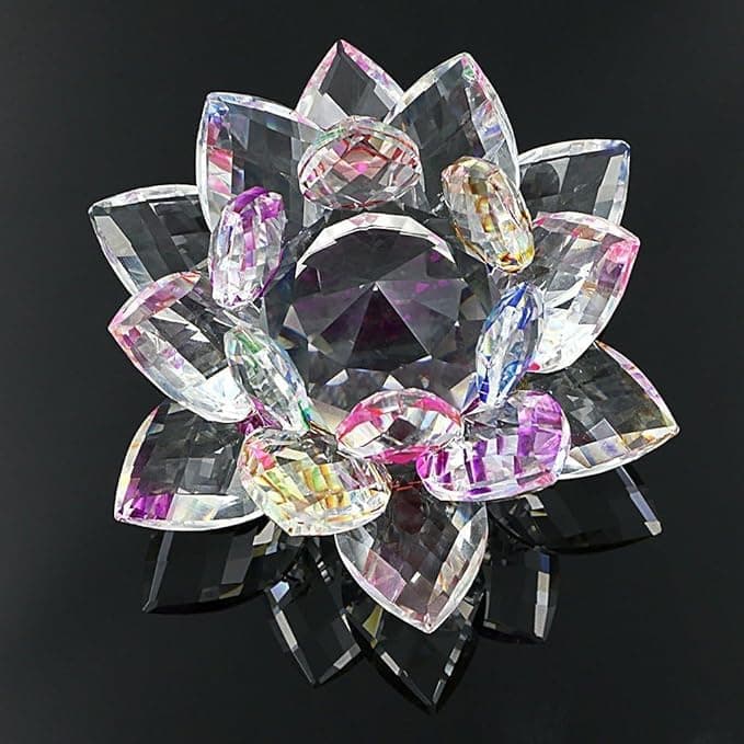 Shiv Shakti Fengshui Big Crystal Lotus with Manual Rotating Stand for Office Desktop and Diwali Gifting Pack of 1