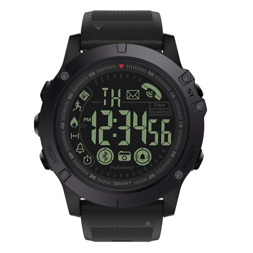 T1 Tact Military Grade Super Tough Smart Watch Outdoor Sports Talking Watch Mens Digital Sports Watch Waterproof Outdoor Pedometer Calorie Counter Multifunction Bluetooth Smart Watch