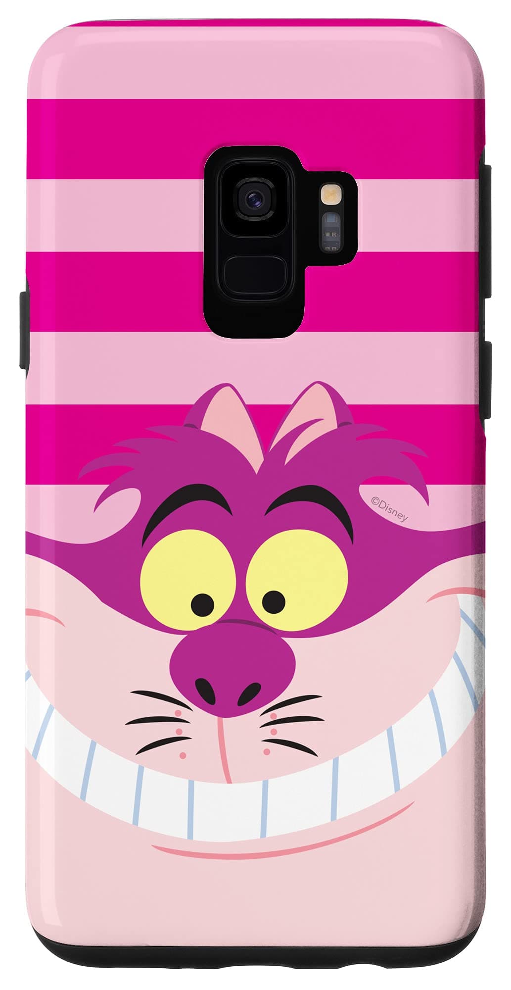 Galaxy S9 Disney Alice in Wonderland Cheshire Cat Pink Stripes Case