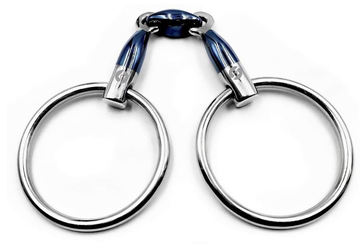 OTTE Double Jointed Blue Stainless Steel Sweet Iron Loose Ring with Lozenge Horse Bit (5")