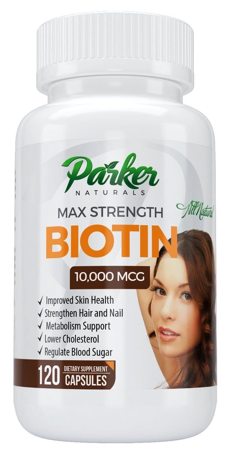 Biotin 10000mcg Vitamin Supplement Capsules by Parker Naturals: High Potency Pills for Metabolism & Hair, Skin & Nails - Supports Hair Growth