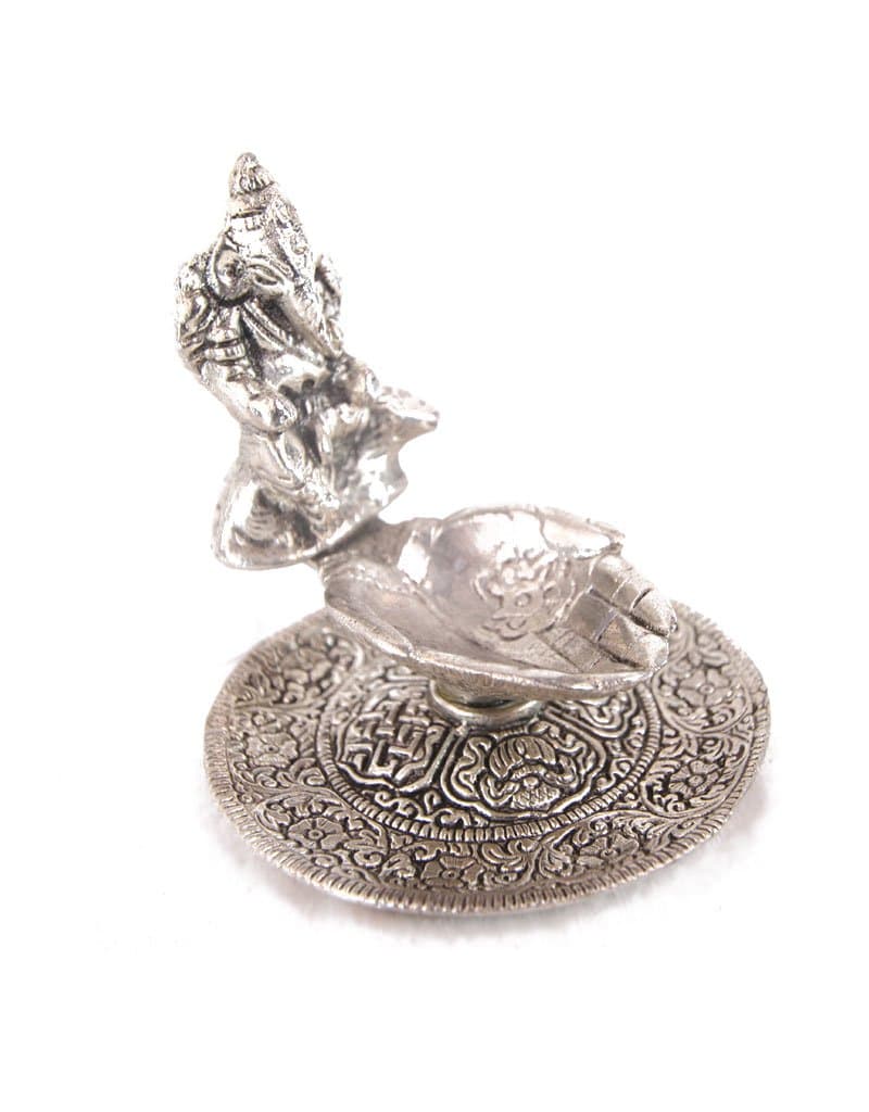 Funktionz Lord Ganesh Divo / small Pooja Tray in Antique Oxidised Effect Silver