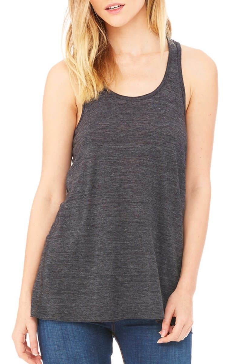 Bella+Canvas Women's Flowy Racer Back Light Tank Top, Small, Black Slub