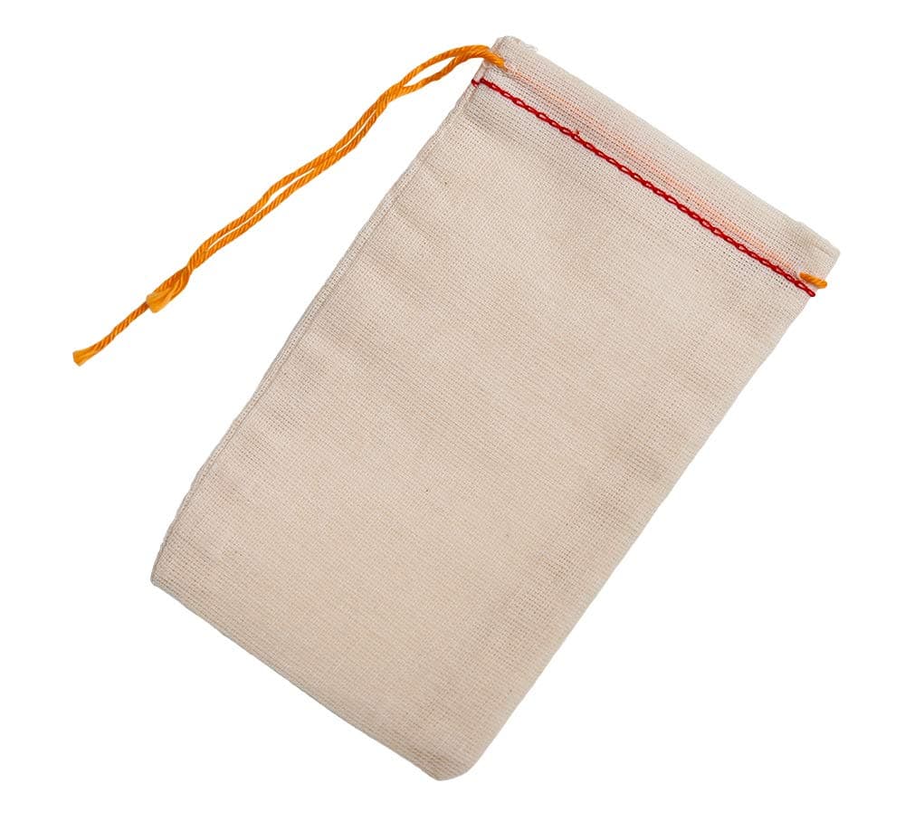 Cotton Muslin Bags 3x5 Inch (7.7x12.75 cm) Red Hem and Orange Drawstring 50 Count Pack
