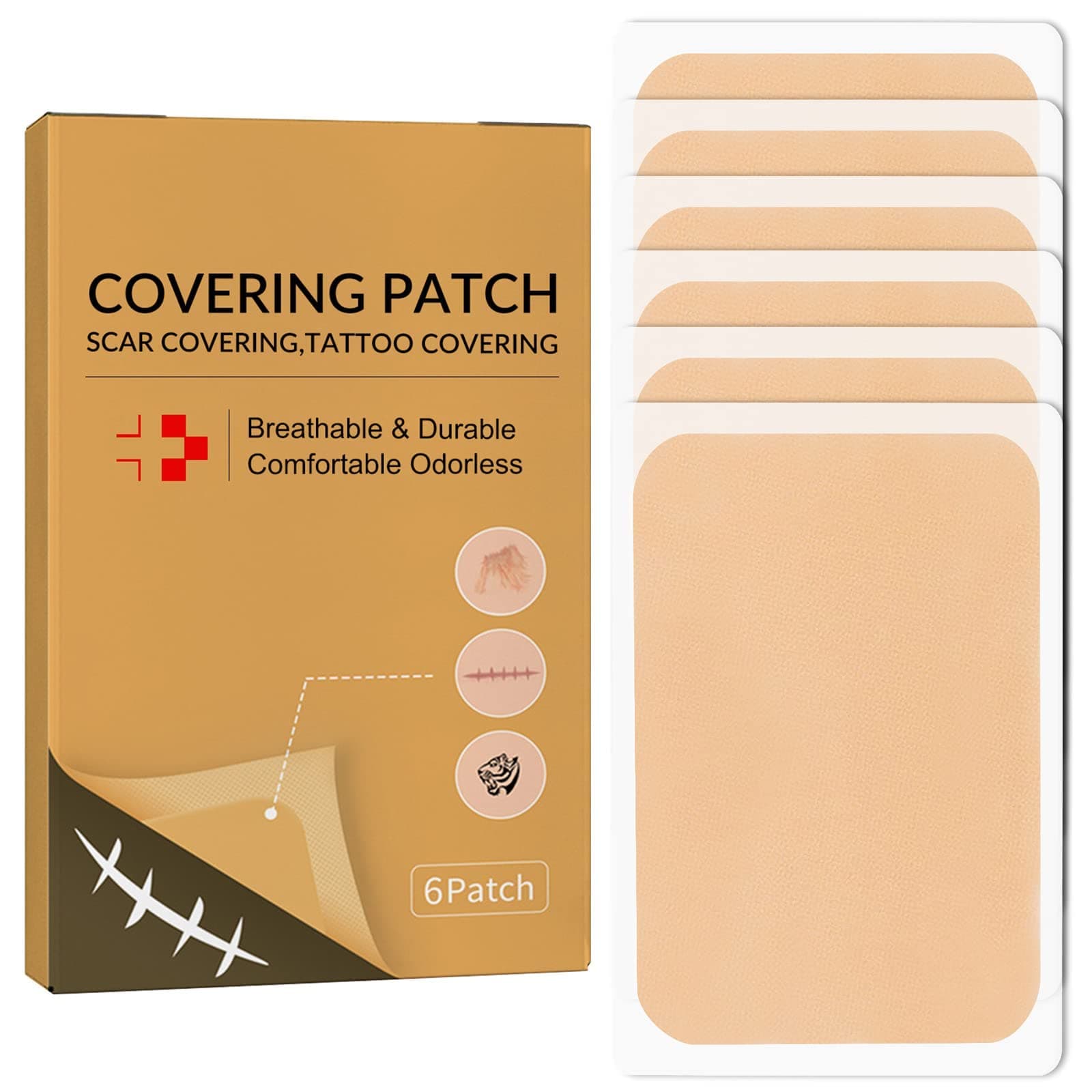 6Pcs Ultra-Thin Tattoo Cover Up Concealer Sticker Patch - Skin Concealing Tape for Scars and Birthmarks