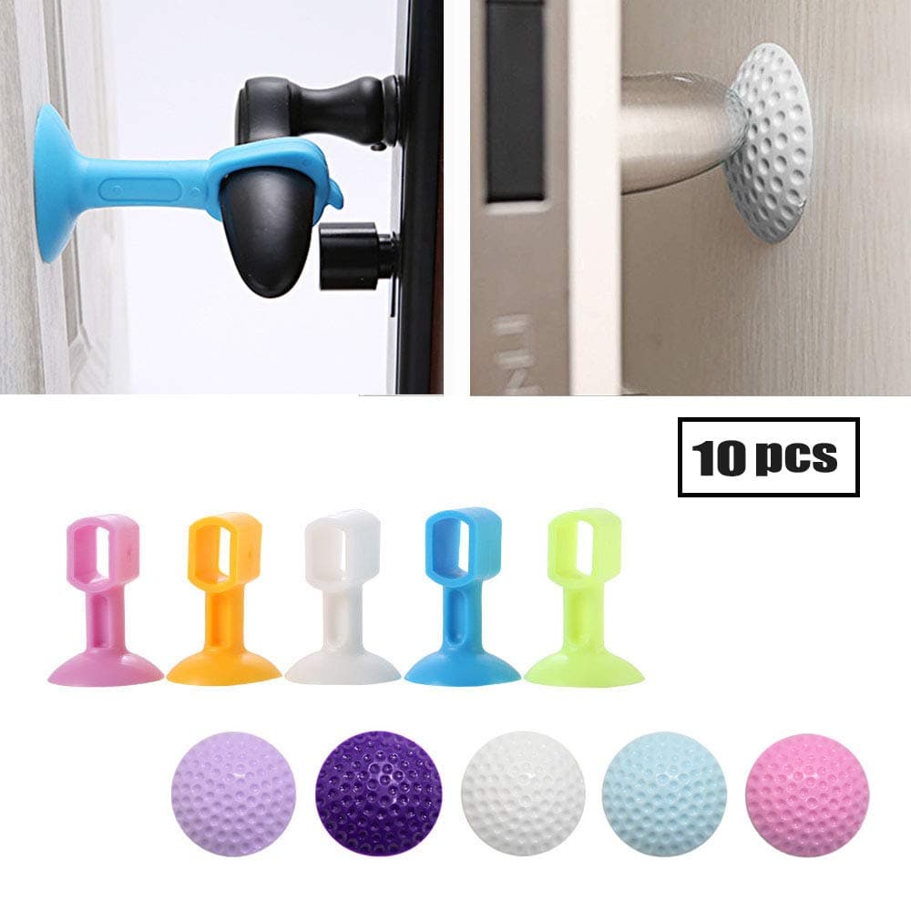 Rubber Removable Door Handle Bumper Guard Stopper Wall Shield Protector Self Adhesive Pack of 10,Silicone Door Knobs Handle Stop Mat Anti-Collision Noise Damping Multi-Function Wall Door Stopper Pad