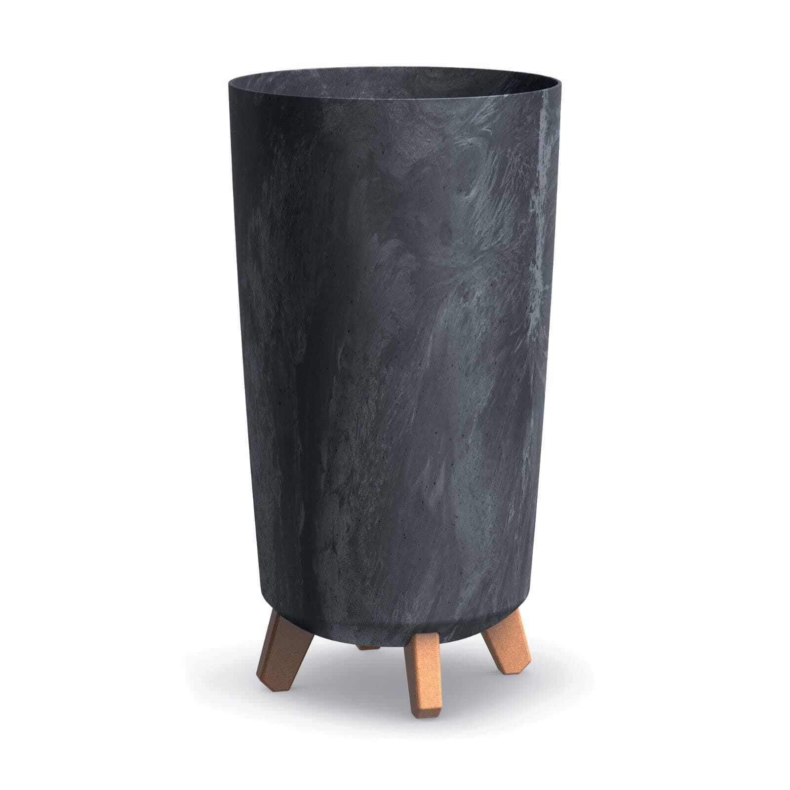 Tall Slim Anthracite Look Plastic Planter Flower Soil Pot Indoor Outdoor With Legs