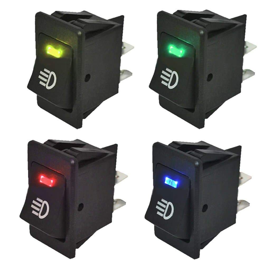 Mintice 4 x 12 V Blue Yellow Green Red Car Motorcycle Fog Light Switch Switch LED 4 Pin