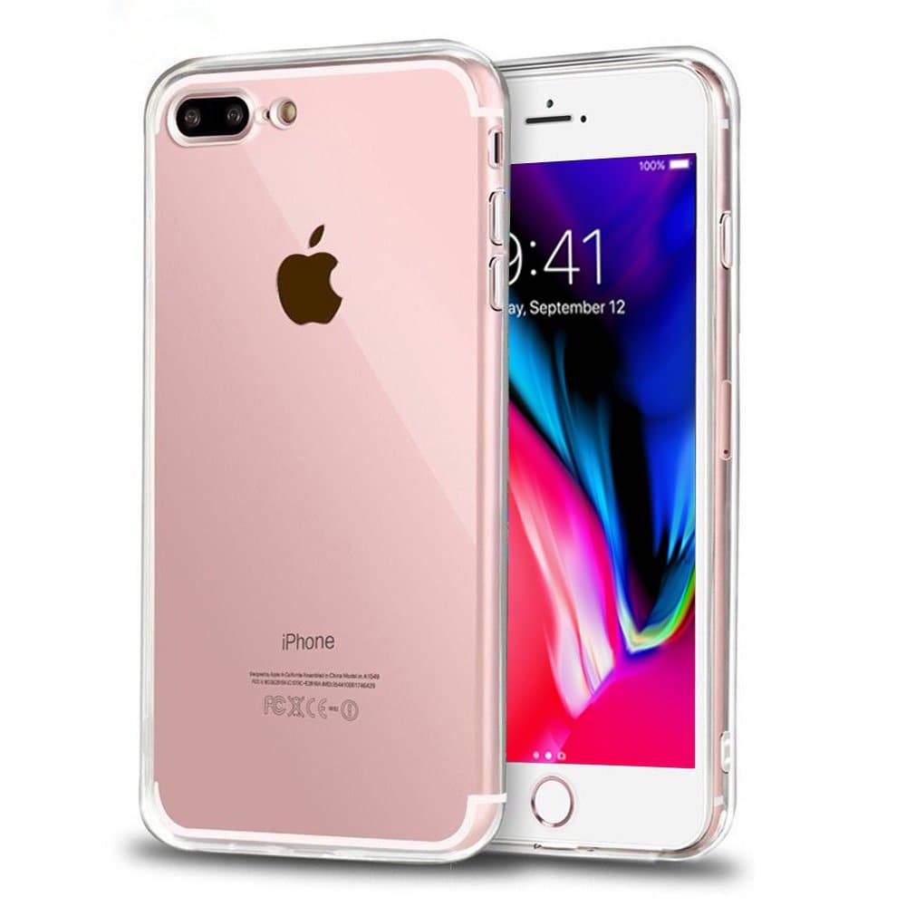 TekSonic iPhone 8 Plus iPhone 7 Plus Case 5.5" [Crystal Clear] [Shock Absorption] Cover TPU Rubber Gel [Anti Scratch] Transparent Clear Back Case, Soft Silicone, for iPhone 8 Plus and 7 Plus