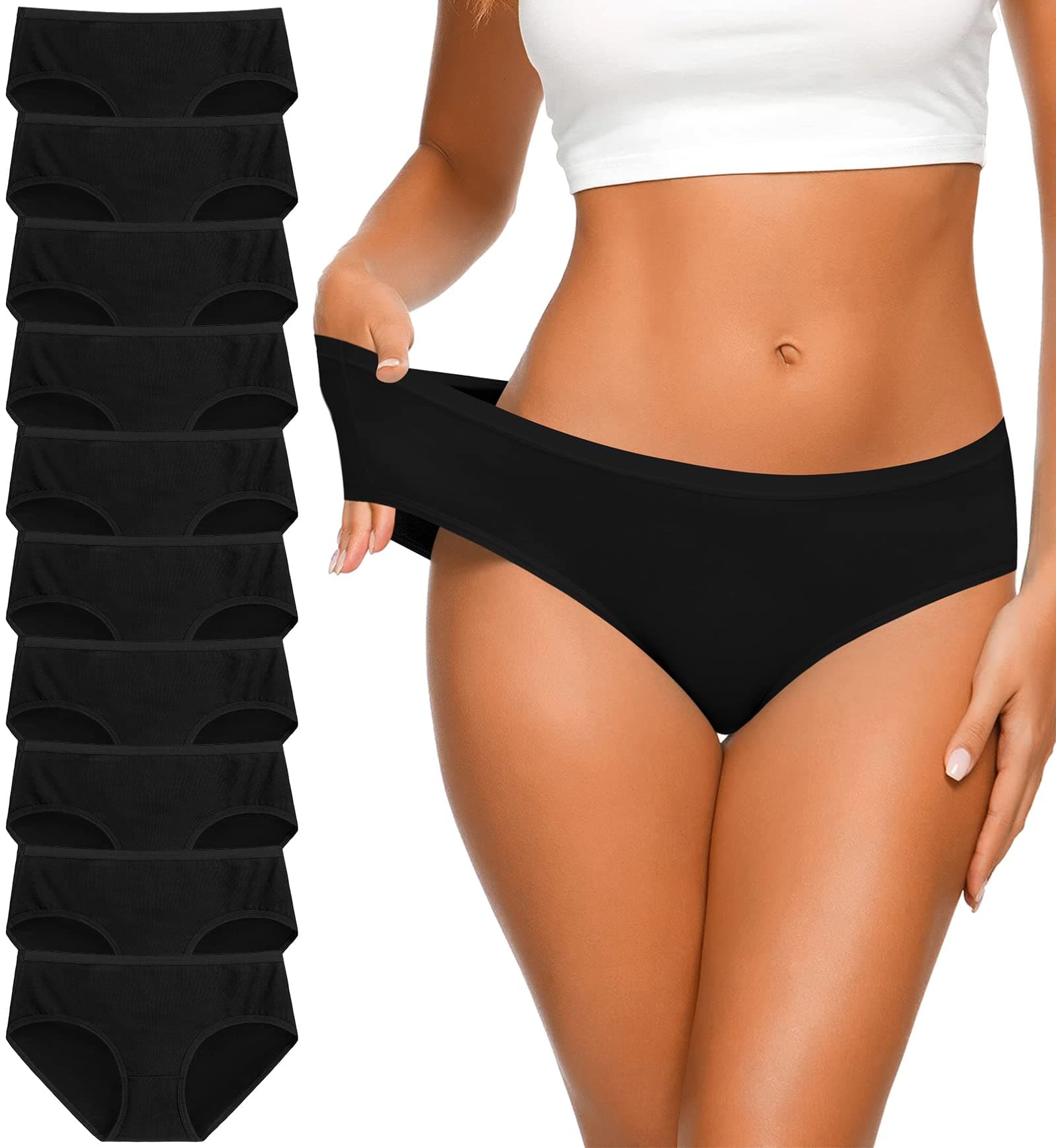 Eiggam Women's Cotton Bikini Panties,High-Cut Full Coverage Stretch Cool Underwear for Women