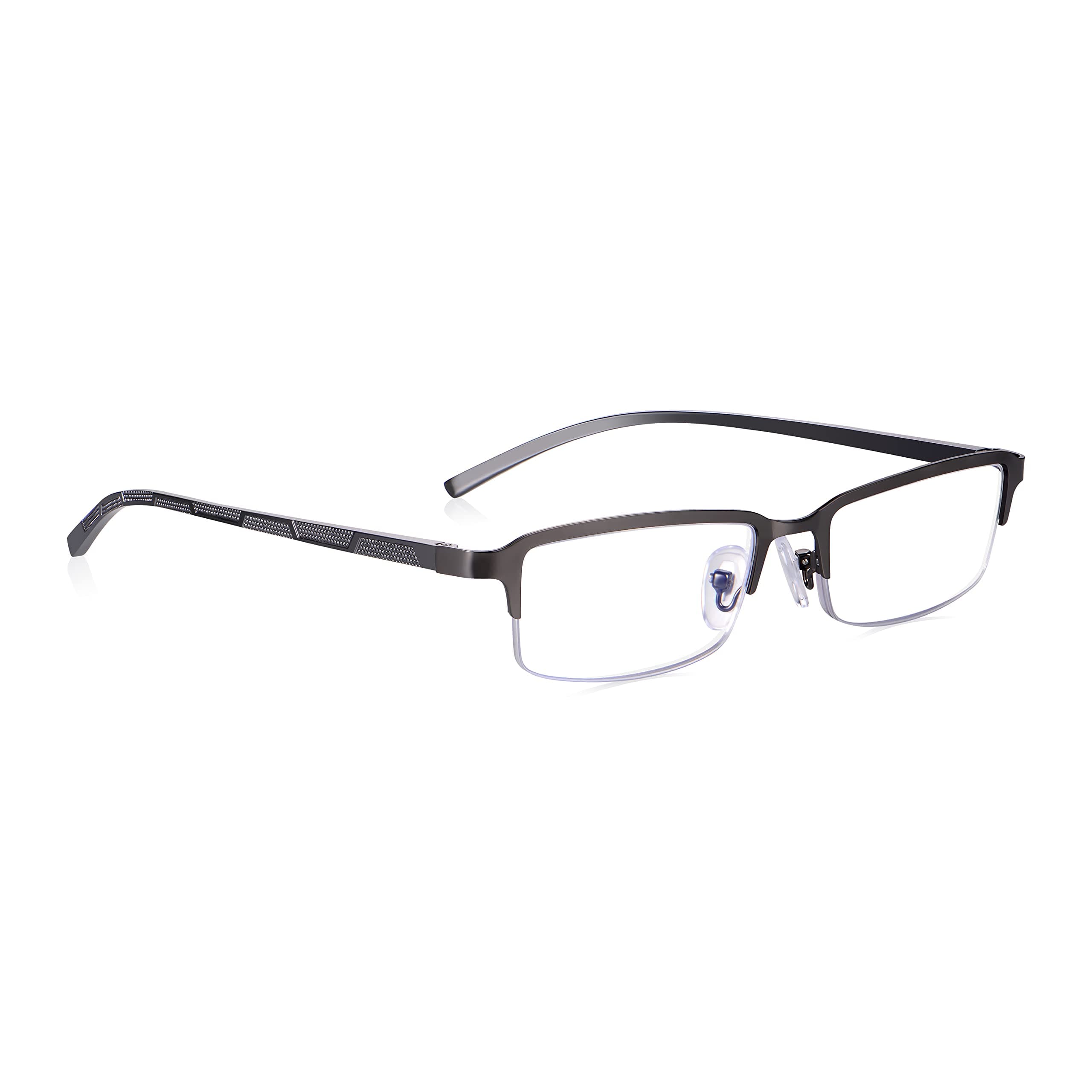 Reading Glasses for Men, Half Frame Non Prescription Glasses, Stylish Comfortable Glasses for All Day Wear