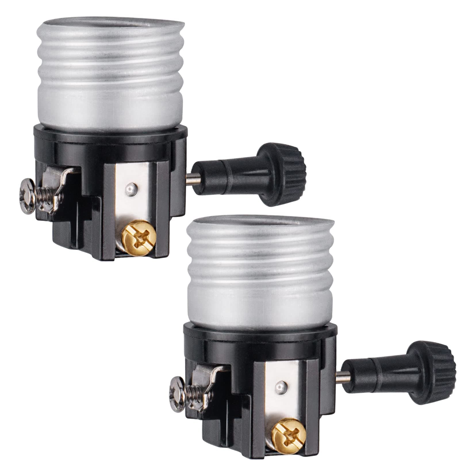 3-Way Lamp Socket Replacement, Turn Switch Knob, UL Listed, Low-Medium-High Settings, Repair Parts for Table, Floor Lamp, DIY Projects, 2 Packs