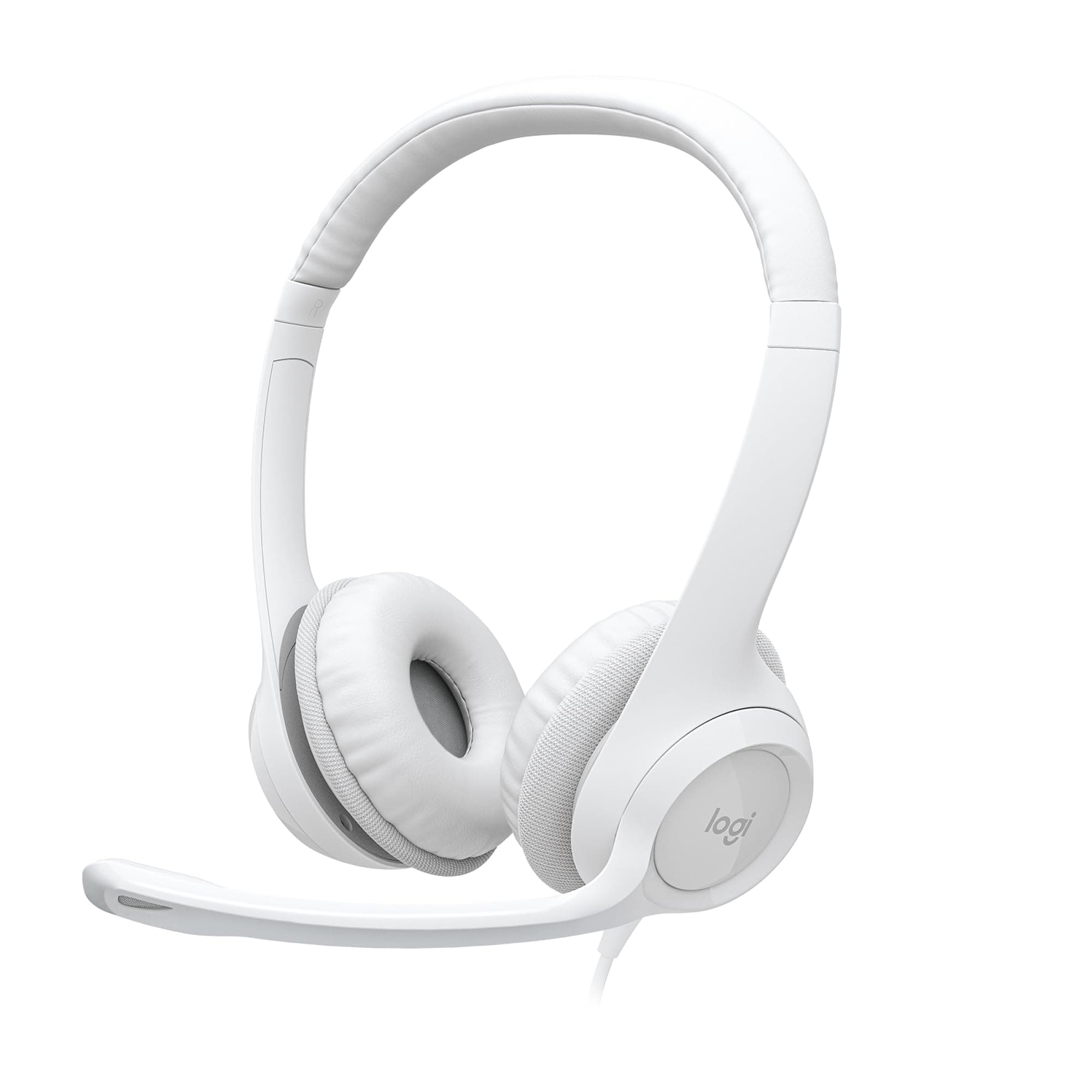 Logitech H390 Wired Headset for PC/Laptop, Stereo Headphones with Noise Cancelling Microphone, USB-A, In-Line Controls, Works with Chromebook - Off White