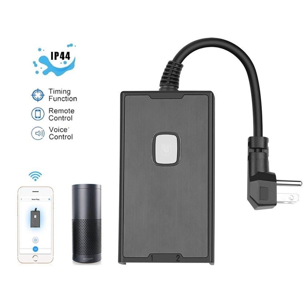 JoyPlus Outdoor Wi-Fi Smart Plug Wireless Remote Control Outlet with 2 sockets Waterproof Switch，Seamlessly Competible with Amazon Alexa and The Google Assistant,Does not Support 5GWIFI