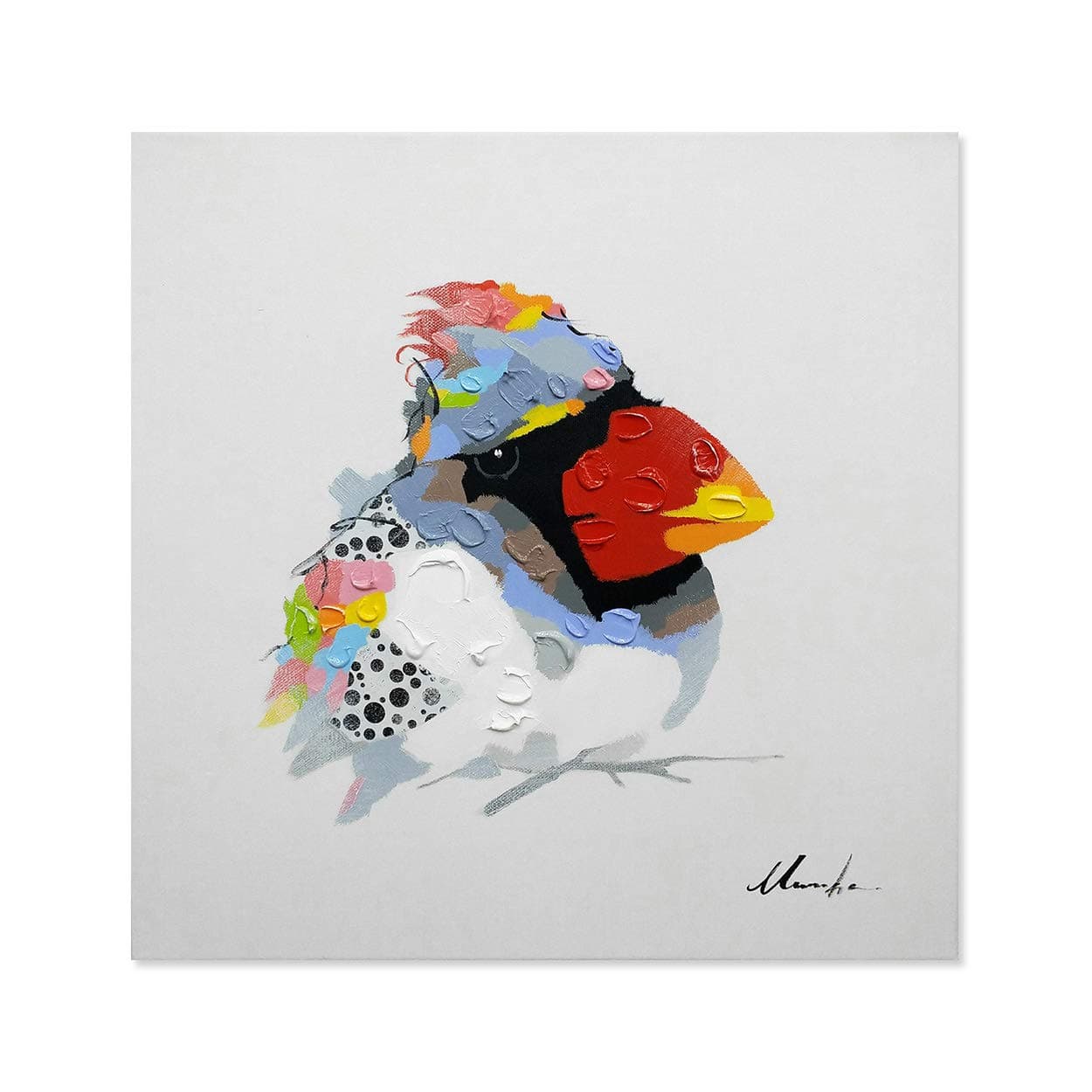 Bignut Art Funny Animal Oil Paintings, 100% Hand Painted Art Oil Painting Lucky Bird Wall Art on Canvas with Art Framed Home Decor for Living Room Bedroom Office (20x20 Inches, Lucky Bird 1)