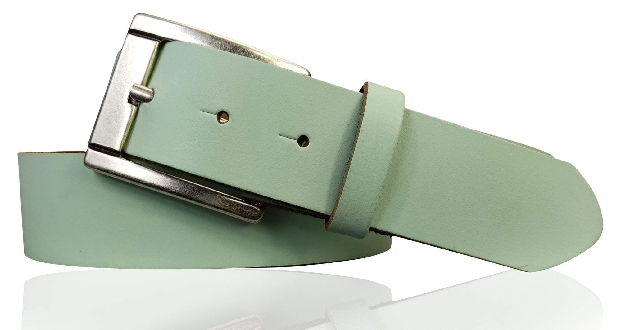 FronhoferGenuine Leather Belt for Men & Women, Silver Buckle 4 cm 1.57'' 18616