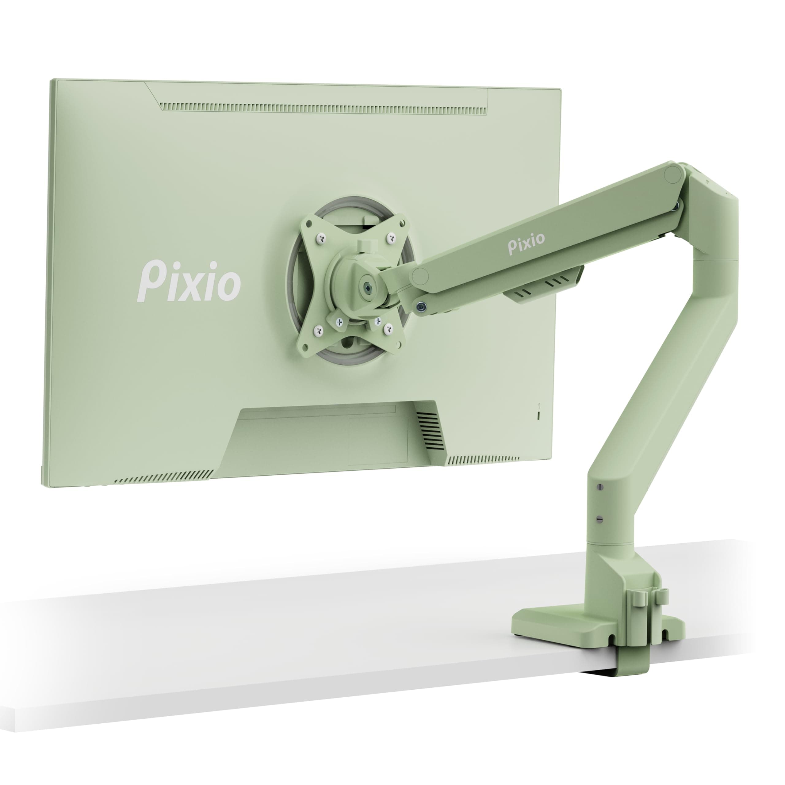 Pixio PS1S Wave Mint Green Single Monitor Arm Stand Desk Mount - Supports Monitors Up to 32" and Up to 20 lbs Monitors, VESA Compatibility and Integrated Cable Management