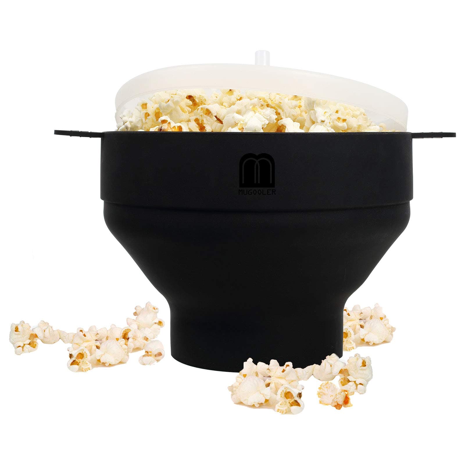 MMUGOOLER Original Microwave Popcorn Popper, Silicone Popcorn Maker, Collapsible Bowl BPA Free and Dishwasher Safe,Quick & Easy Popcorn Popper Silicone Microwave-Black（Aqua）