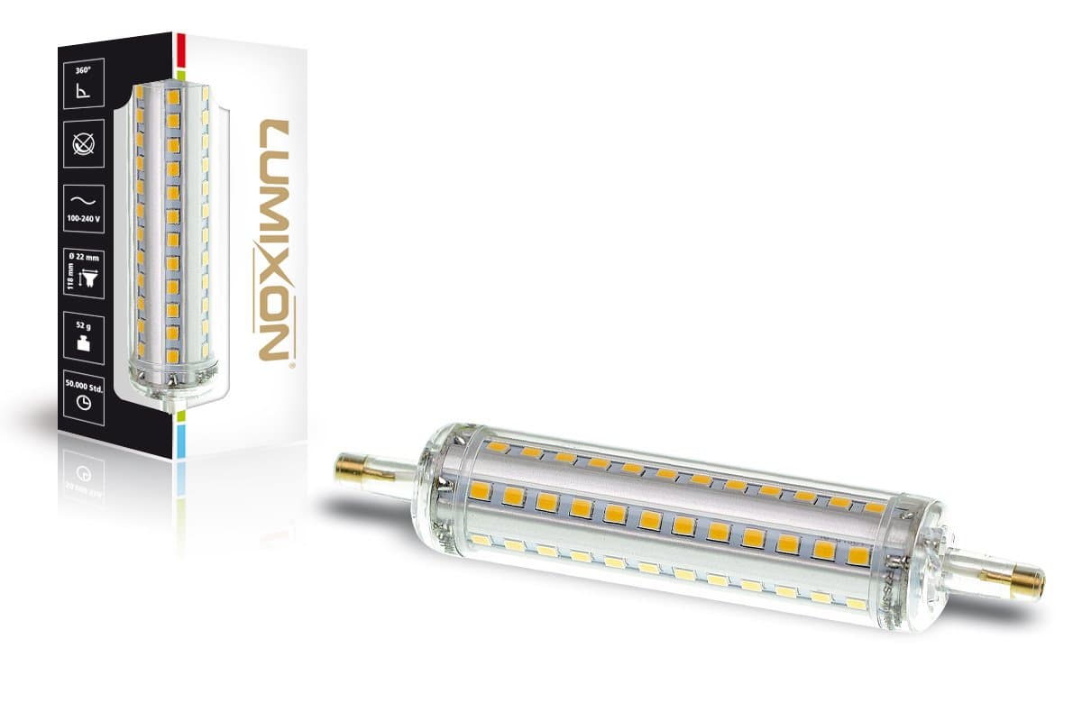 Lumixon LED R7 Light Bulbs 118 mm 360 ° IP44 / 230 V / 10 W / 1100 Lumen Warm White (2700 K) [Energy Class A+]
