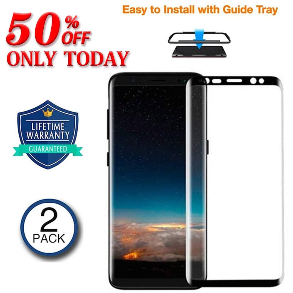 GORONING Screen Protector for Galaxy S9 Plus 3D [Edge to Edge Coverage], Premium Tempered Glass Screen Protectors for Galaxy S9 Plus with Easy Installation Tray Bubble Free (S9 Plus 6.2''), 2 Pack