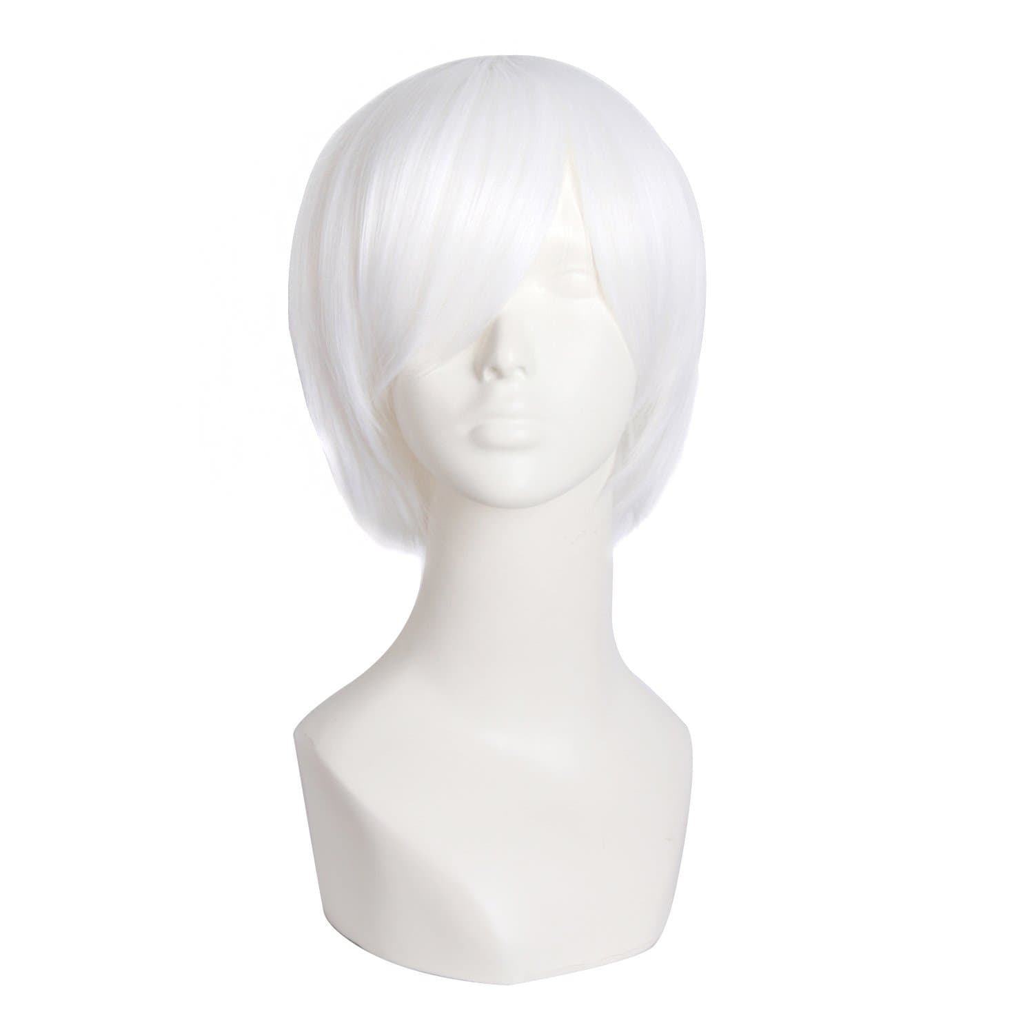 Men's Short Straight Fashion Cosplay Costume Wig (White)