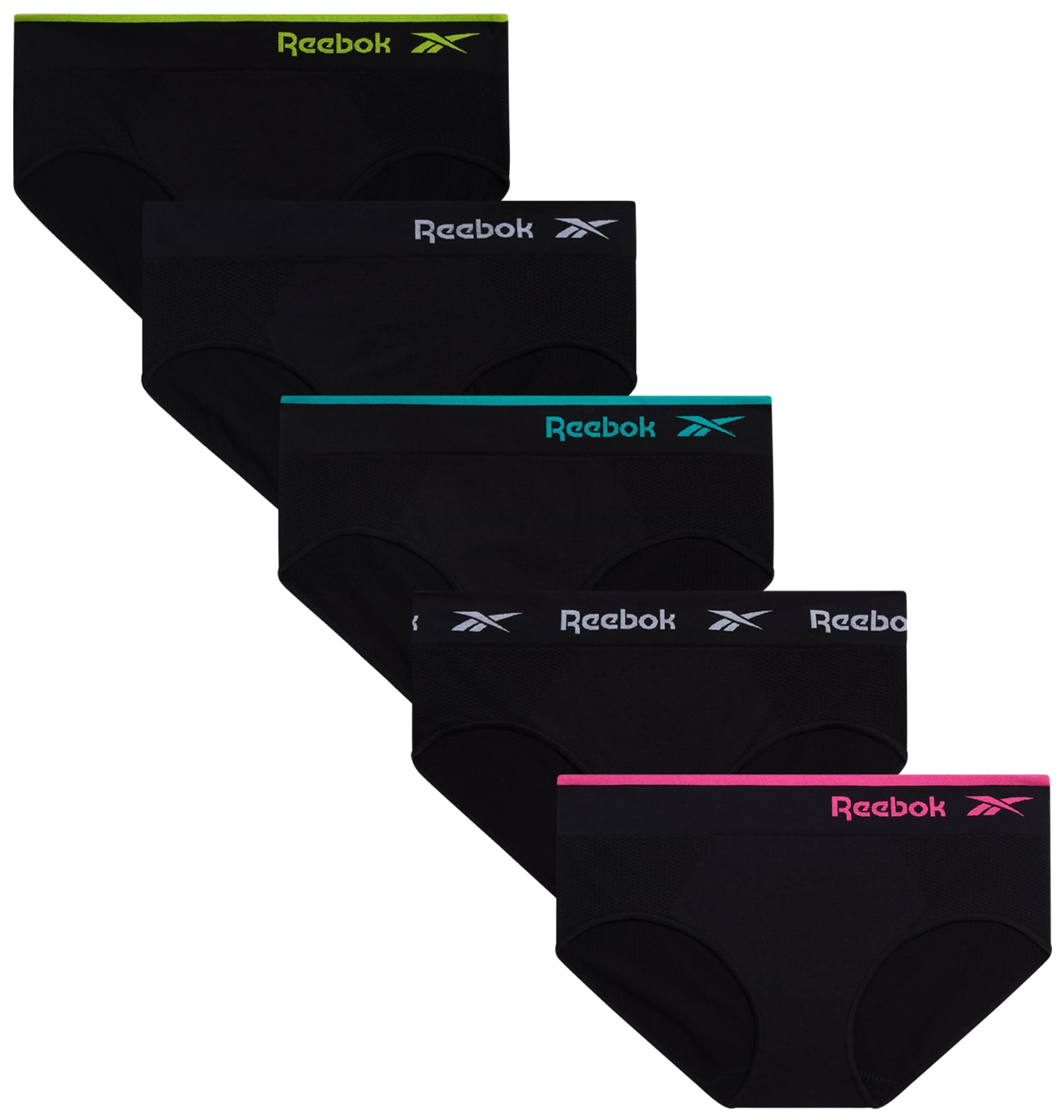 Reebok Hipster for Women - 5 Pack Seamless Moisture Wicking Nylon Spandex Underwear- Breathable Stretch Performance Panties