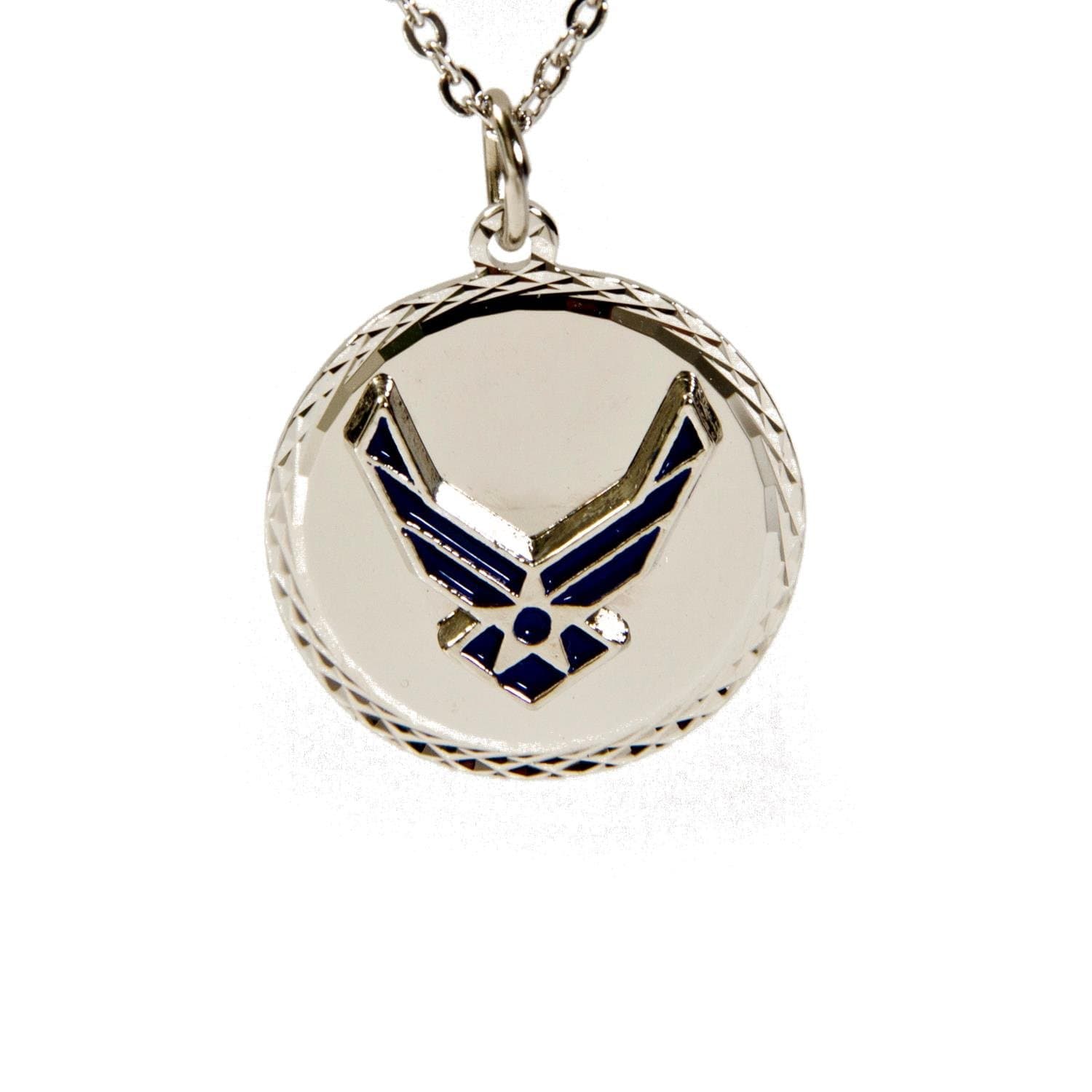 United States Military Diamond Cut Pendant Necklace and Chain (Air Force)