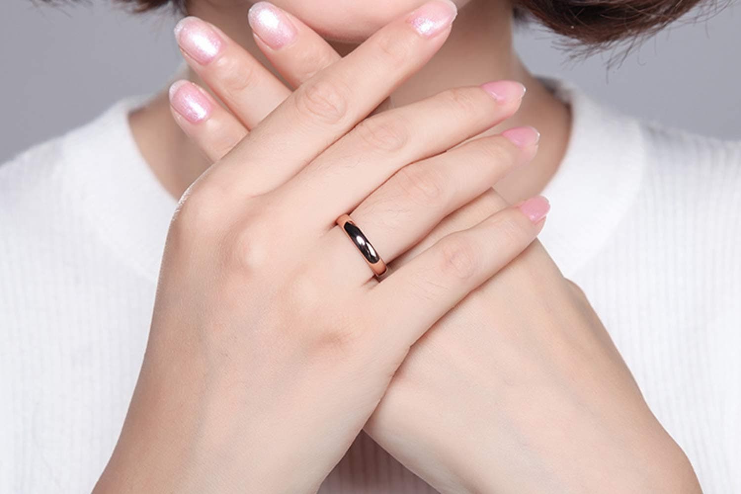 TRUMIUM 3mm 5mm Tungsten Rings for Women Mens Rose Gold/Silver Brushed Thin Engagement Wedding Band Comfort Fit Size 4-12