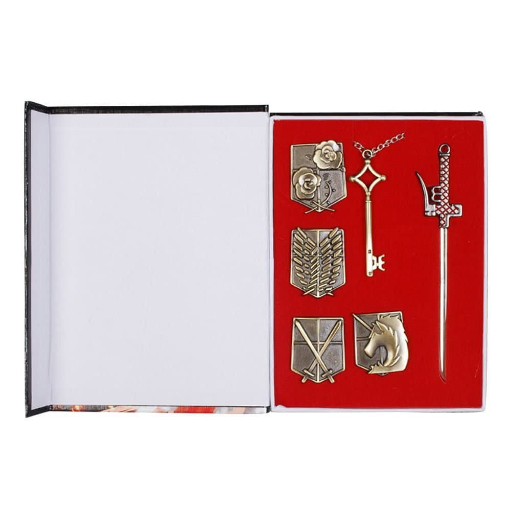 Sinocosplay Attack on Titan Shingeki No Kyojin Badge+Weapons+Key Pendant Necklace Survey Corps Set