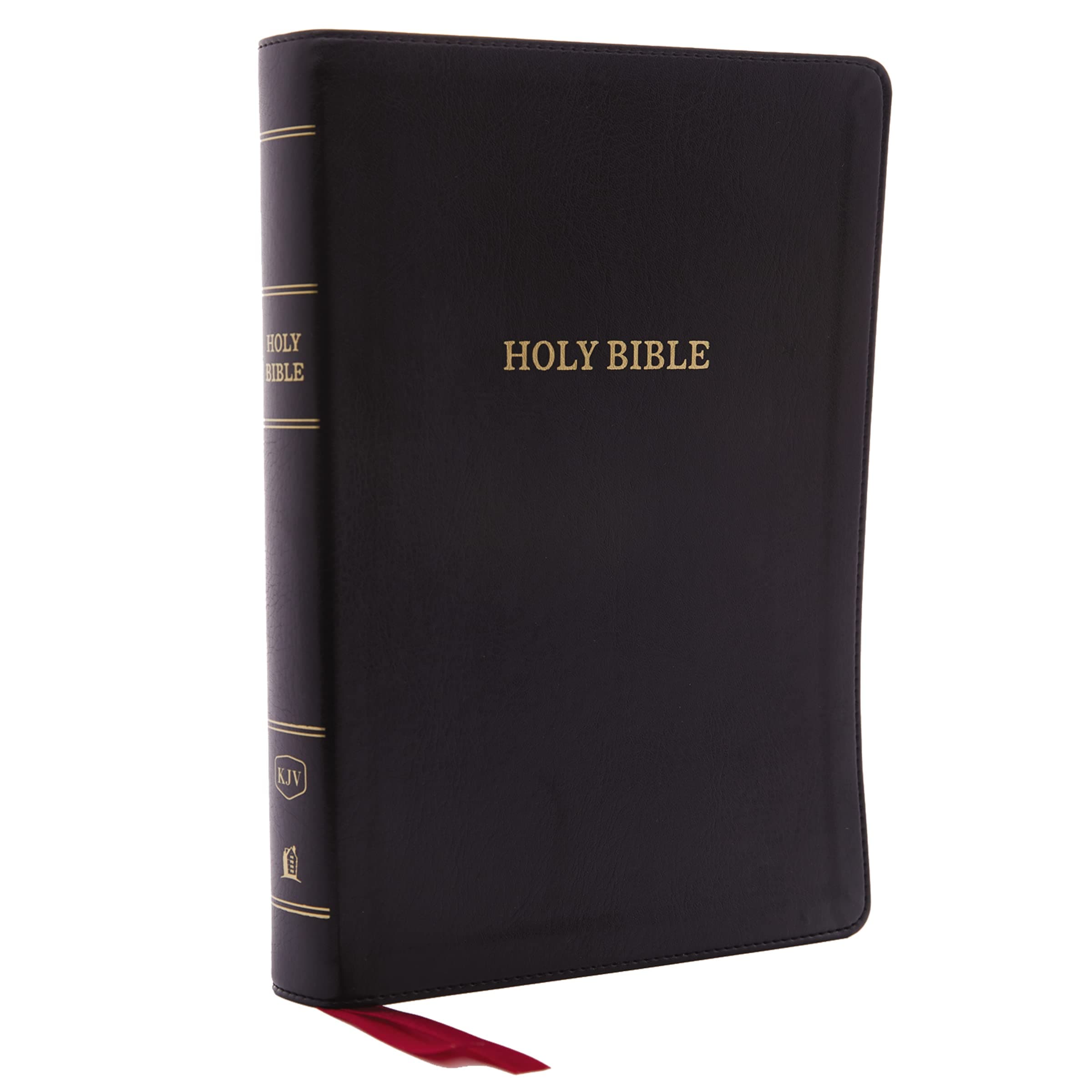 KJV Holy Bible, Giant Print Center-Column Reference Bible, Deluxe Black Leathersoft, 53,000 Cross References, Red Letter, Comfort Print: King James Version