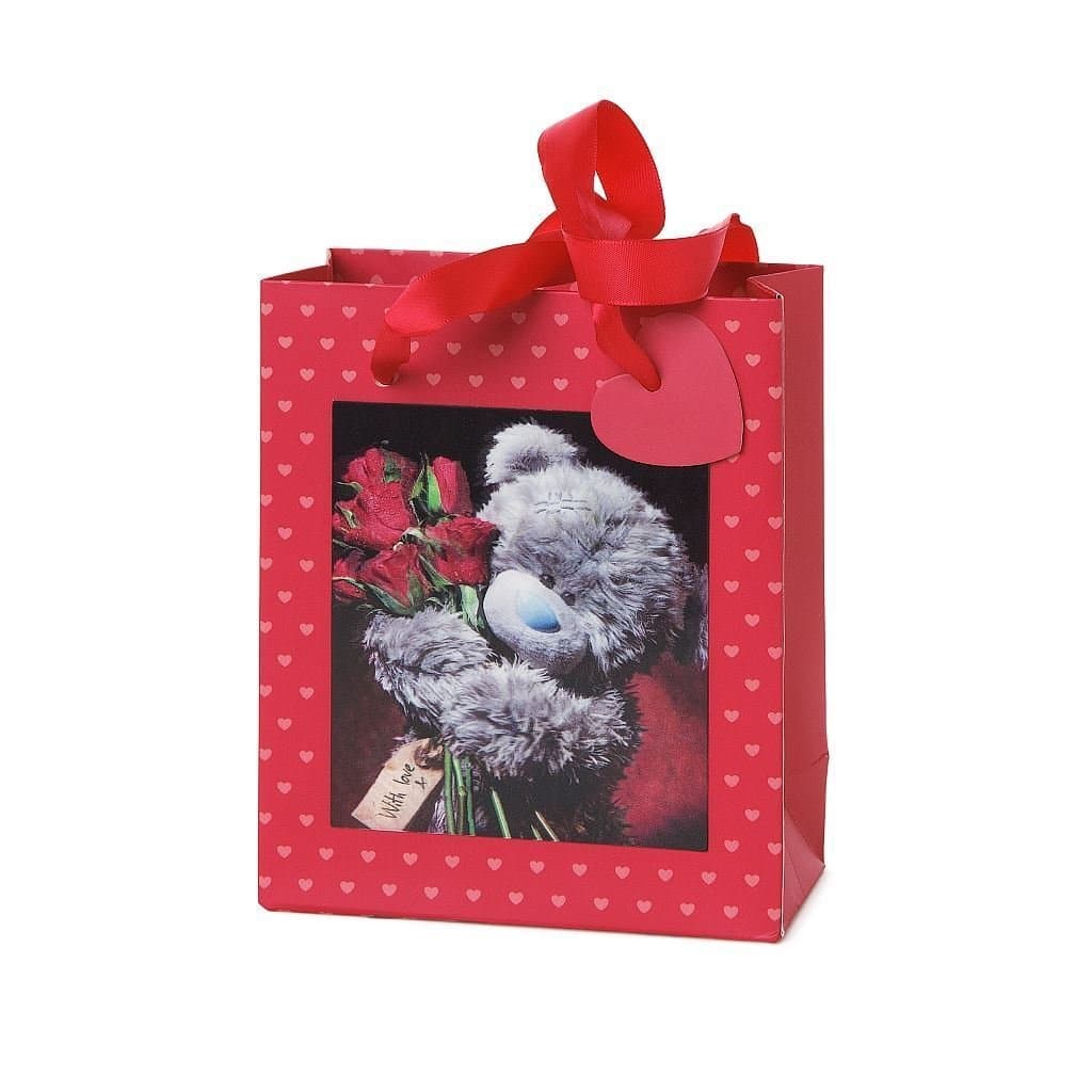 Me to You Tatty Teddy Gift Bag - 3D Holographic Bear with Red Rose - Medium