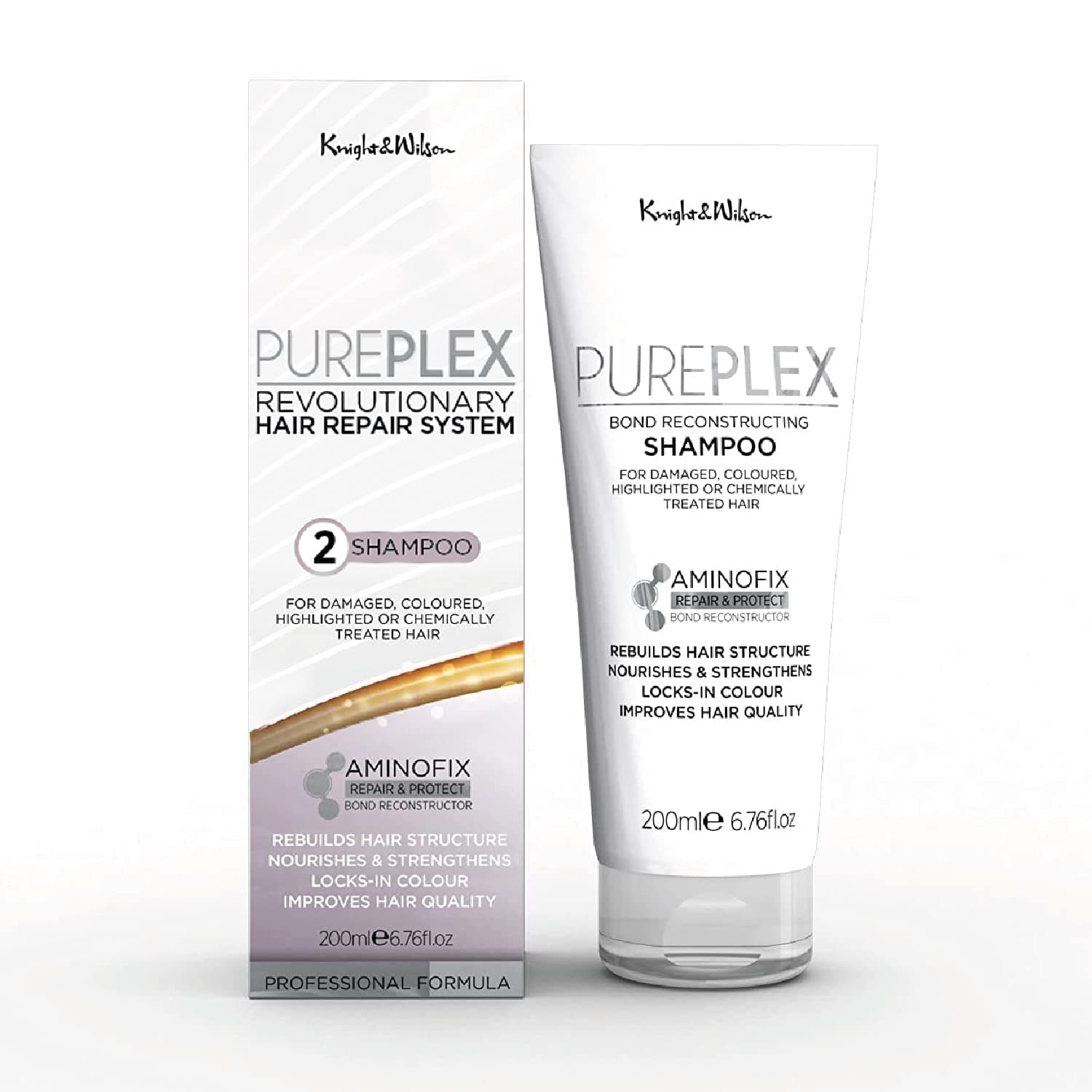 PurePlex Bond Reconstructing Shampoo, For all hair types, Professional Formula Nourishes & Rebuilds hair from within, Protects & Restores, 200ml. By Knight & Wilson