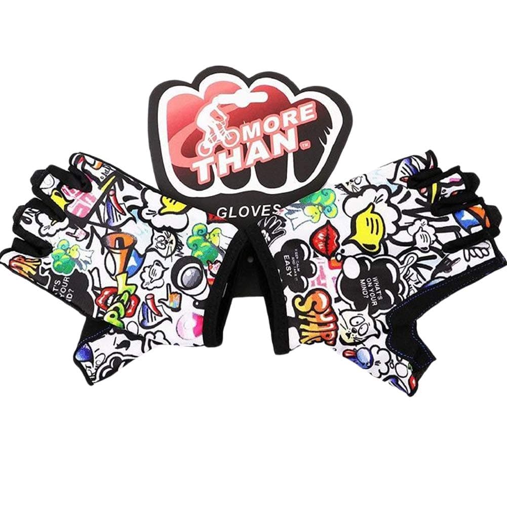 Morethan Kids Bike Gloves for Boys Girls Age 3 4 5 6 7 8 9 10 11 (S for Age 7~11, Colorful)