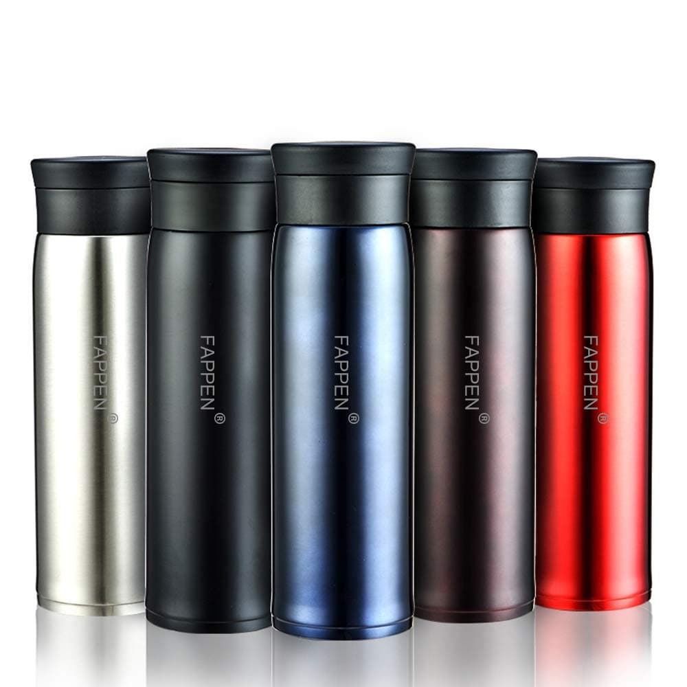 FAPPEN Stainless Steel Cup Insulated Water Bottle,Double Walled Vacuum Flask Thermo |Double Walled Vacuum Insulated Travel Coffee Mug, Sports Water Bottle，Black 450ml