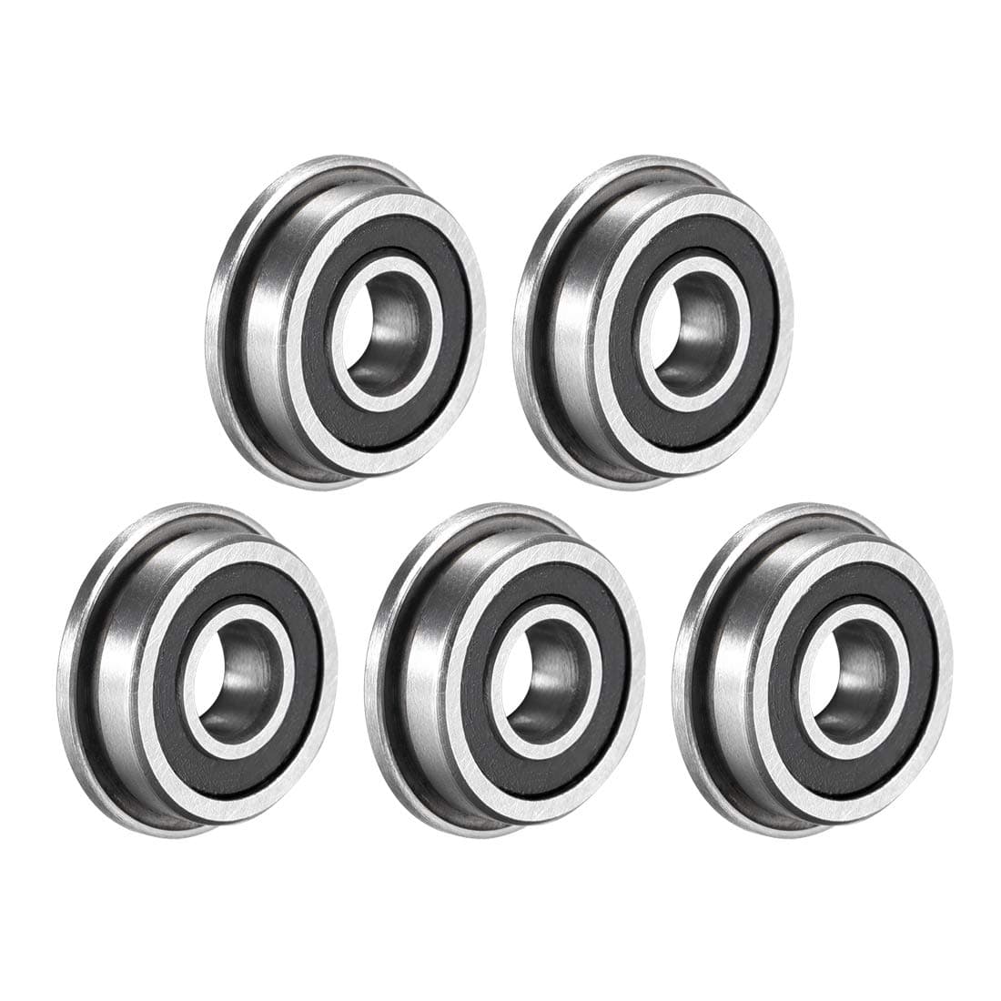 uxcell F695-2RS Flanged Ball Bearing 5x13x4mm Double Sealed (GCr15) Chrome Steel Bearings 5pcs