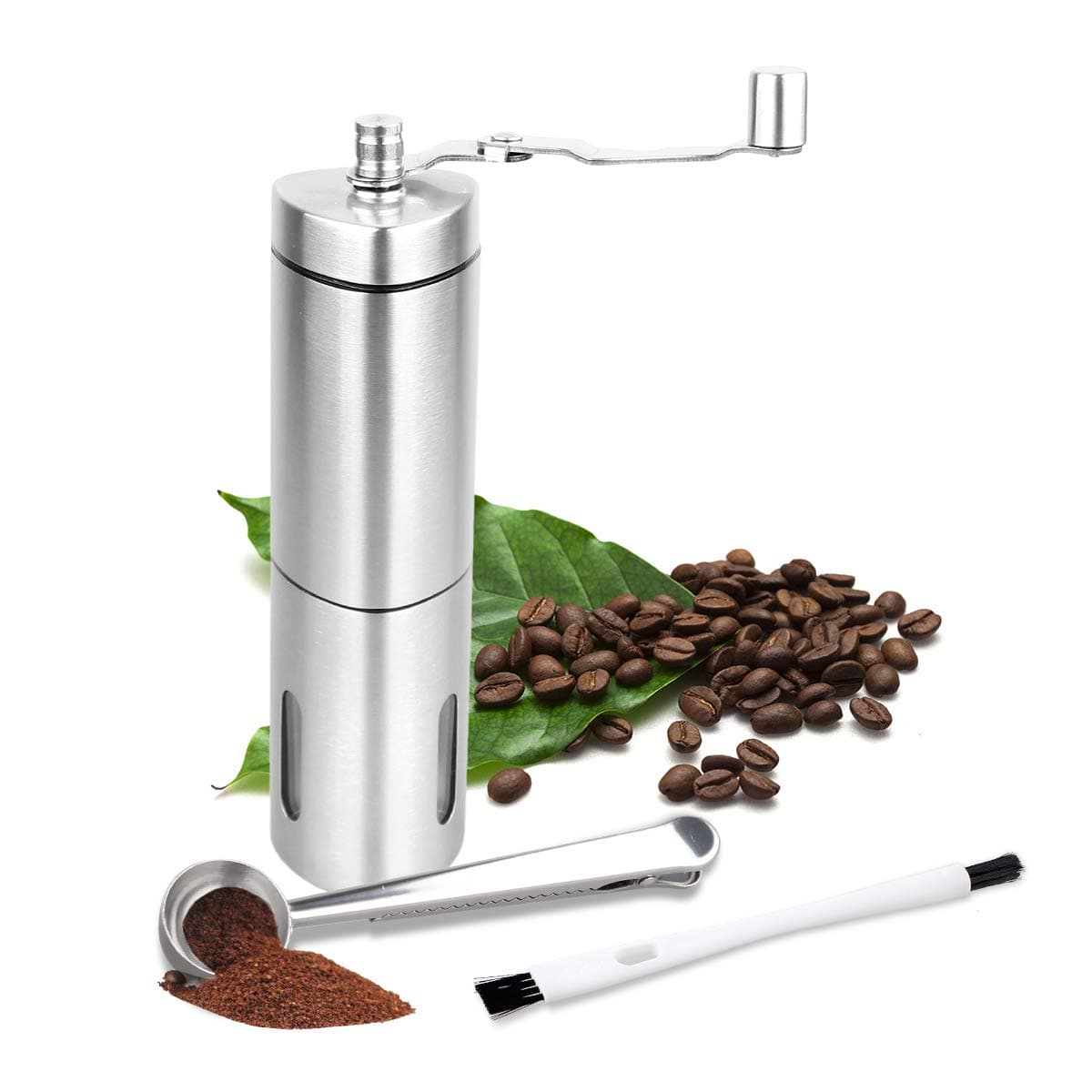 CORESLUX Manual Coffee Grinder Set, Portable Stainless Steel Spice Grinder, Adjustable Grind Size, Durable Ceramic Grinding Core for Home, Office, Travel, Camping
