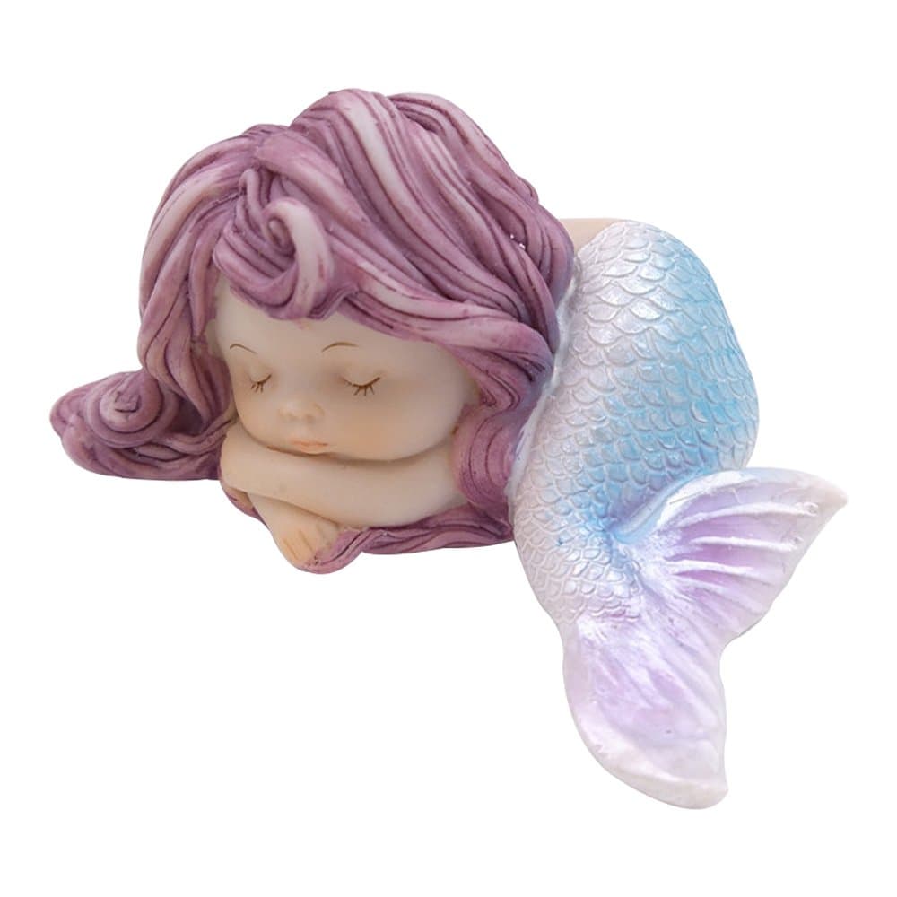 Resin Sleeping Little Mermaid Statue for Miniature Fairy Garden and Aquarium Decorations