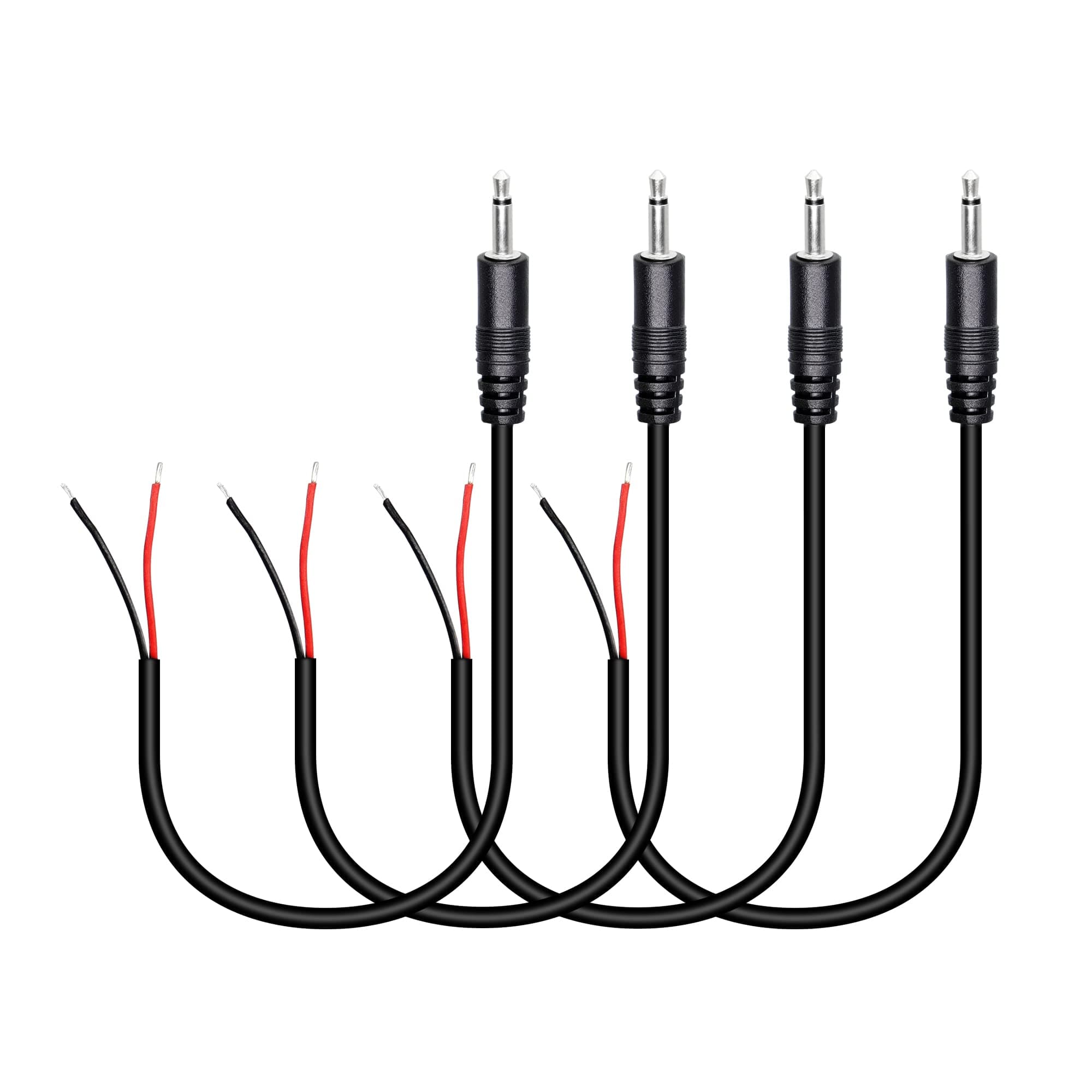 RIIEYOCA 3.5mm Male Plug to Bare Wire Stereo Audio Cable,1/8" TS 2 Pole Mono Male Plug to Open End Audio Line, for and Audio Equipment Installed or Replace Repair(4 Pack)
