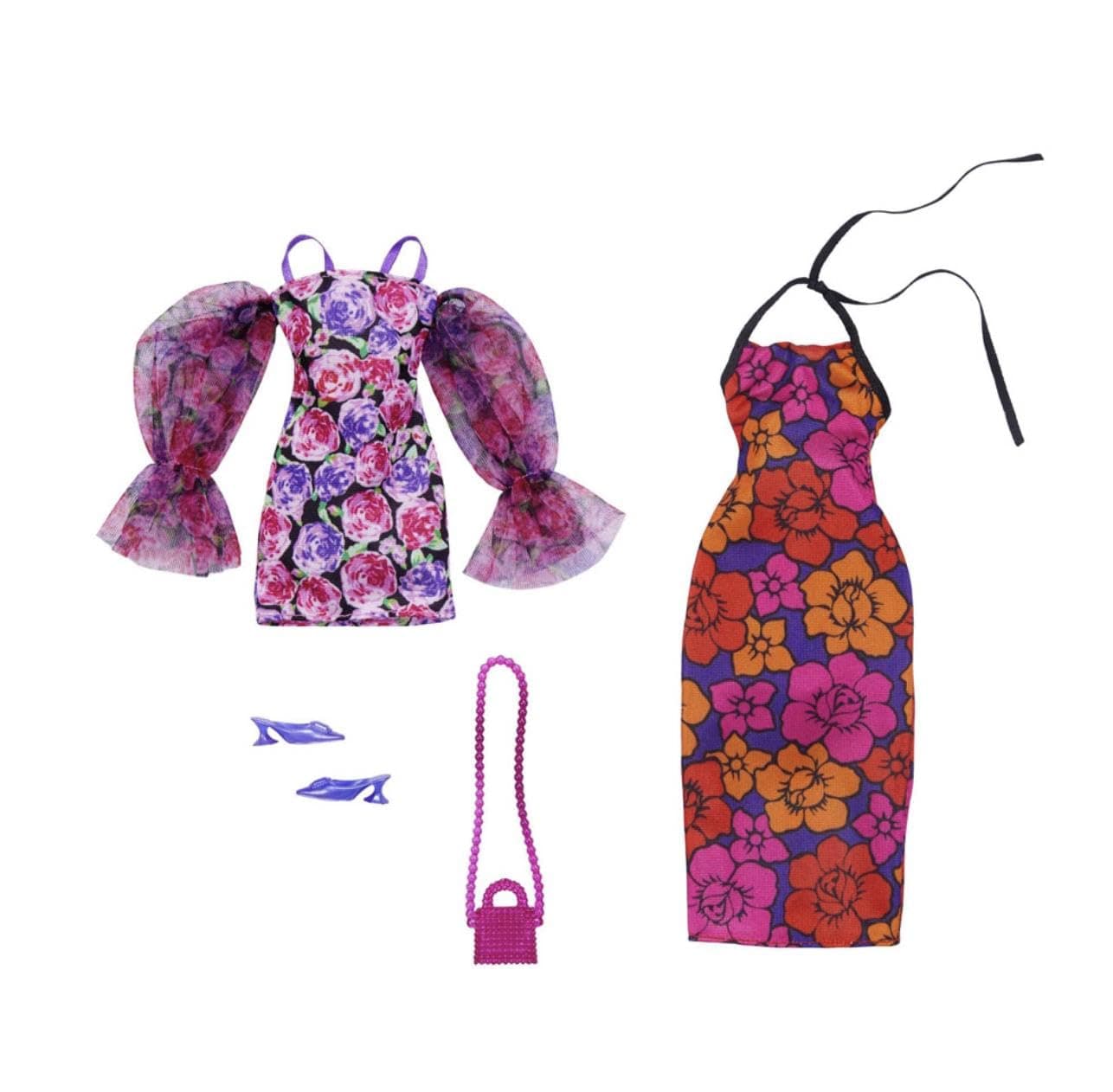 Clothes Set, Fashion & Accessory 2-Pack Dolls, 2 Dressy Floral-Themed Outfits with Styling Pieces for Complete Looks