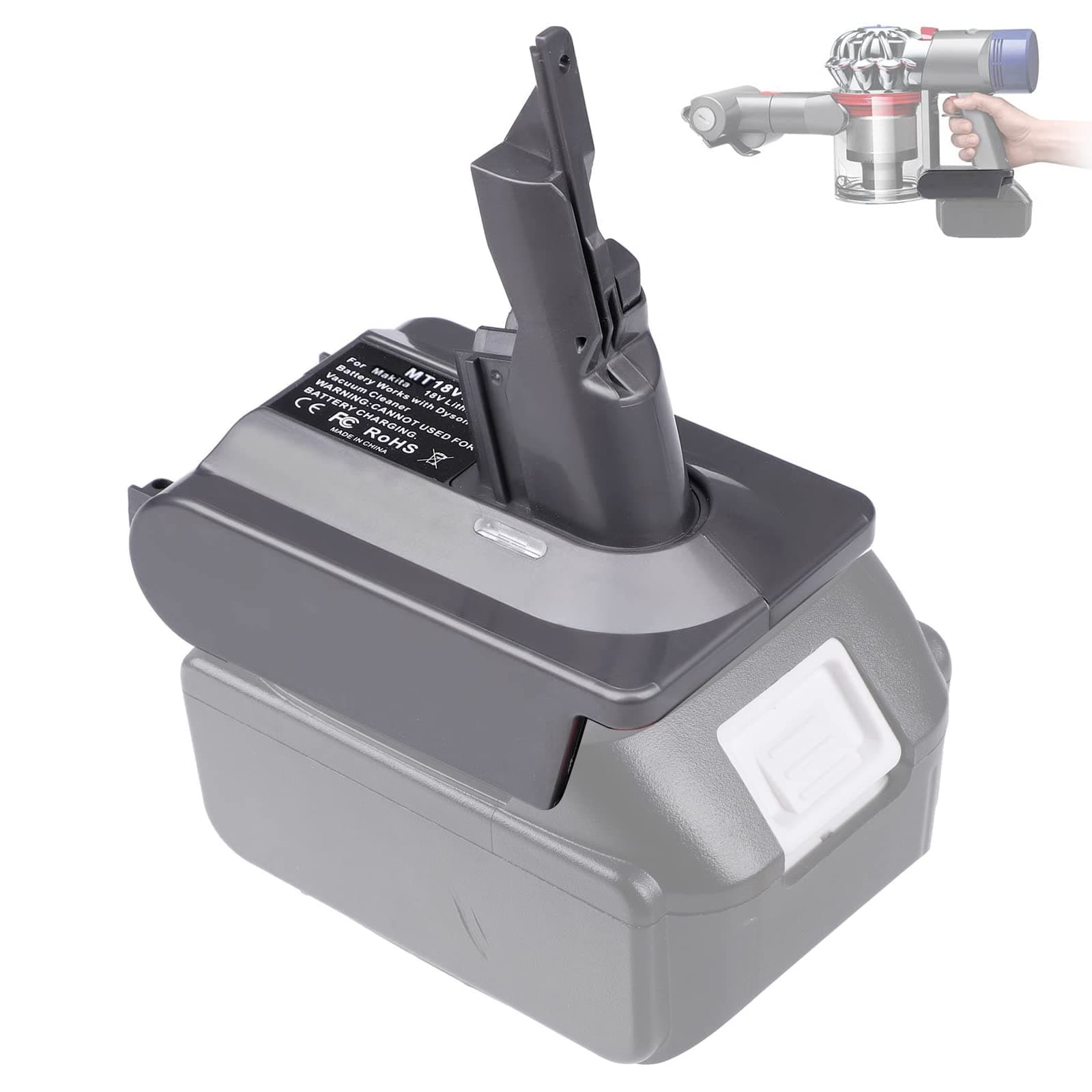 for Dyson V7 Battery Adapter for Makita 18V Lithium Battery to for V7 Animal Fluffy Motorhead Handheld Vacuum Converter (MT18V7 Adapter only)